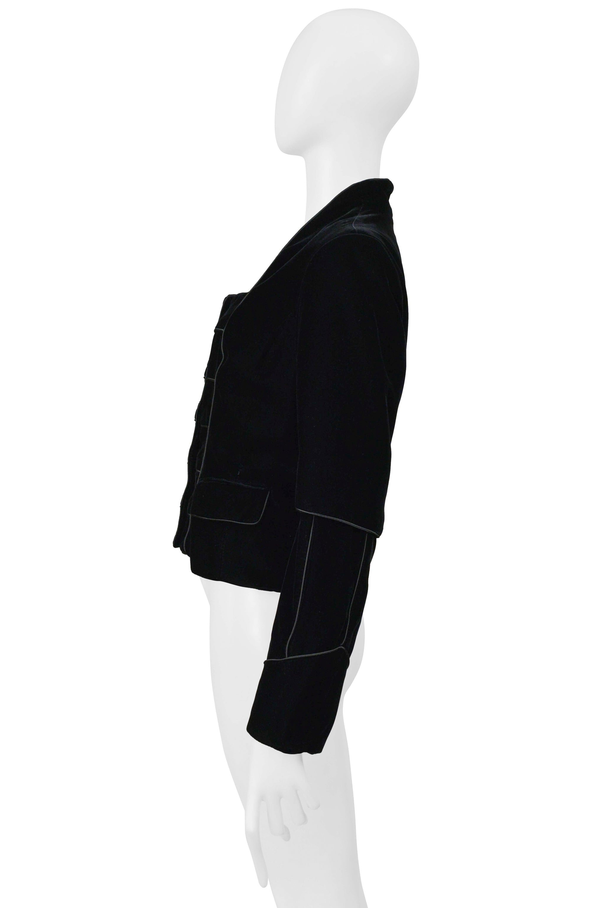 YVES SAINT LAURENT BLACK VELVET JACKET WITH BUTTON FRONT