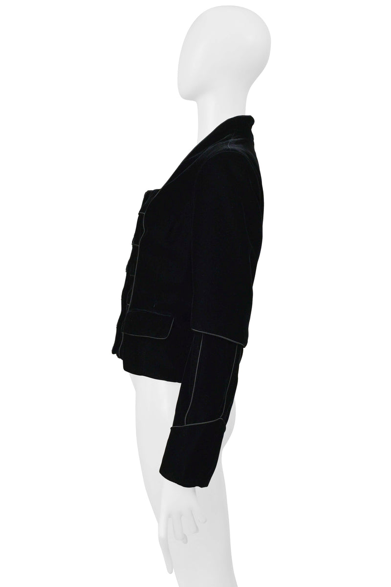 YVES SAINT LAURENT BLACK VELVET JACKET WITH BUTTON FRONT