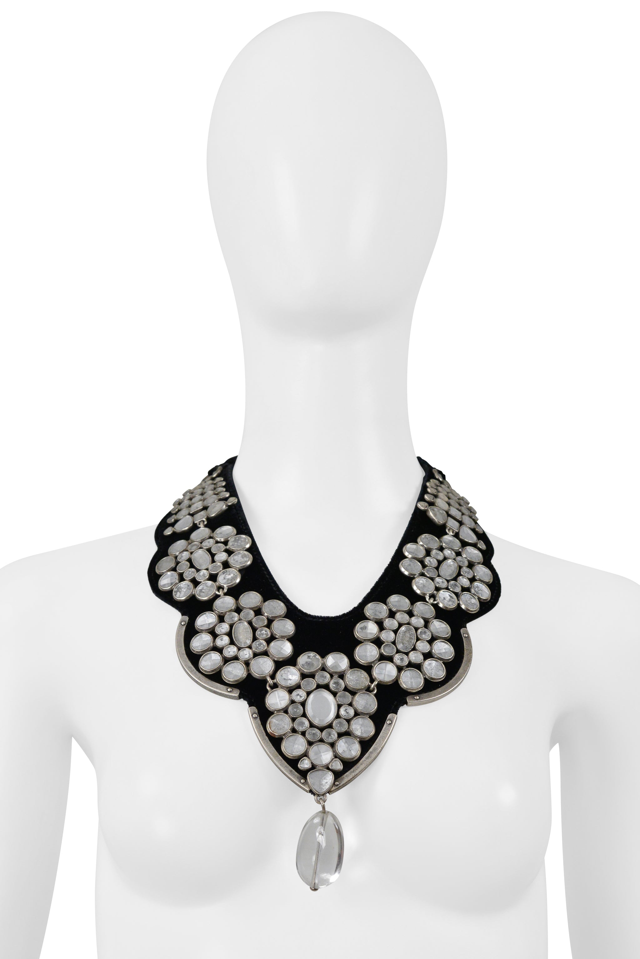YSL BY TOM FORD CRYSTAL AND SILVER CHUNKY NECKLACE 2002