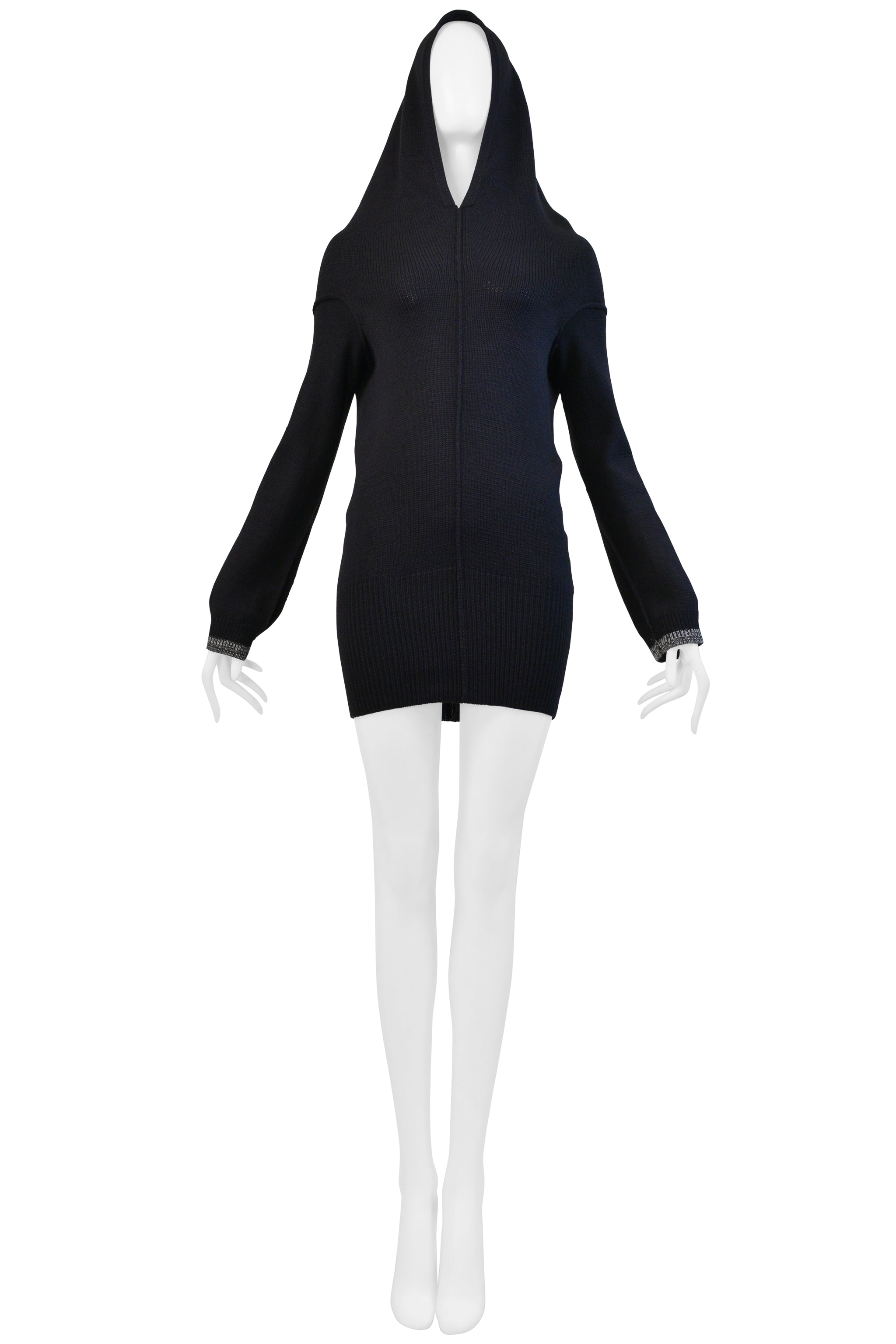 Y’S 2000 BY YOHJI YAMAMOTO BLACK WOOL SWEATER WITH HOOD