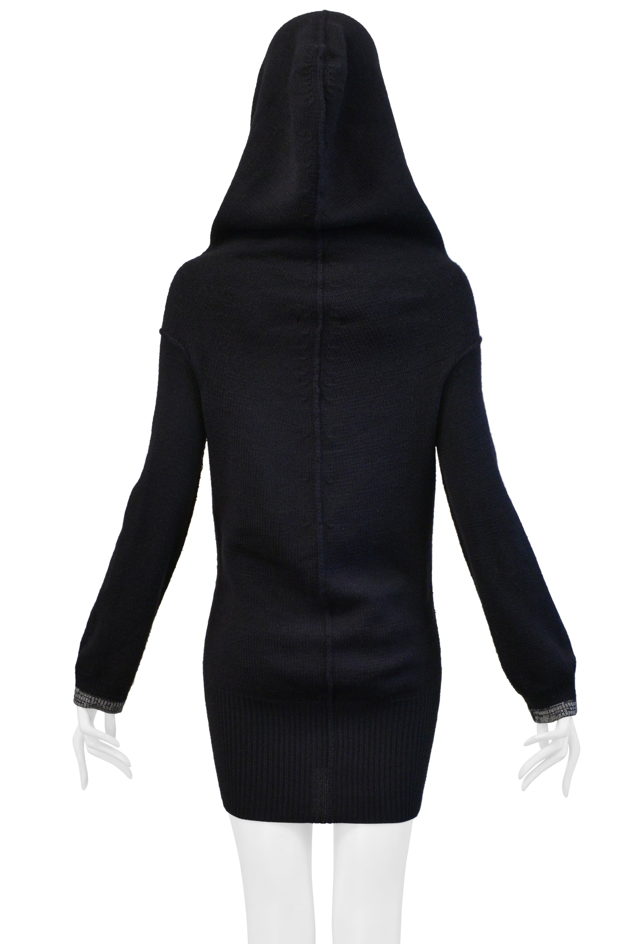 Y’S 2000 BY YOHJI YAMAMOTO BLACK WOOL SWEATER WITH HOOD