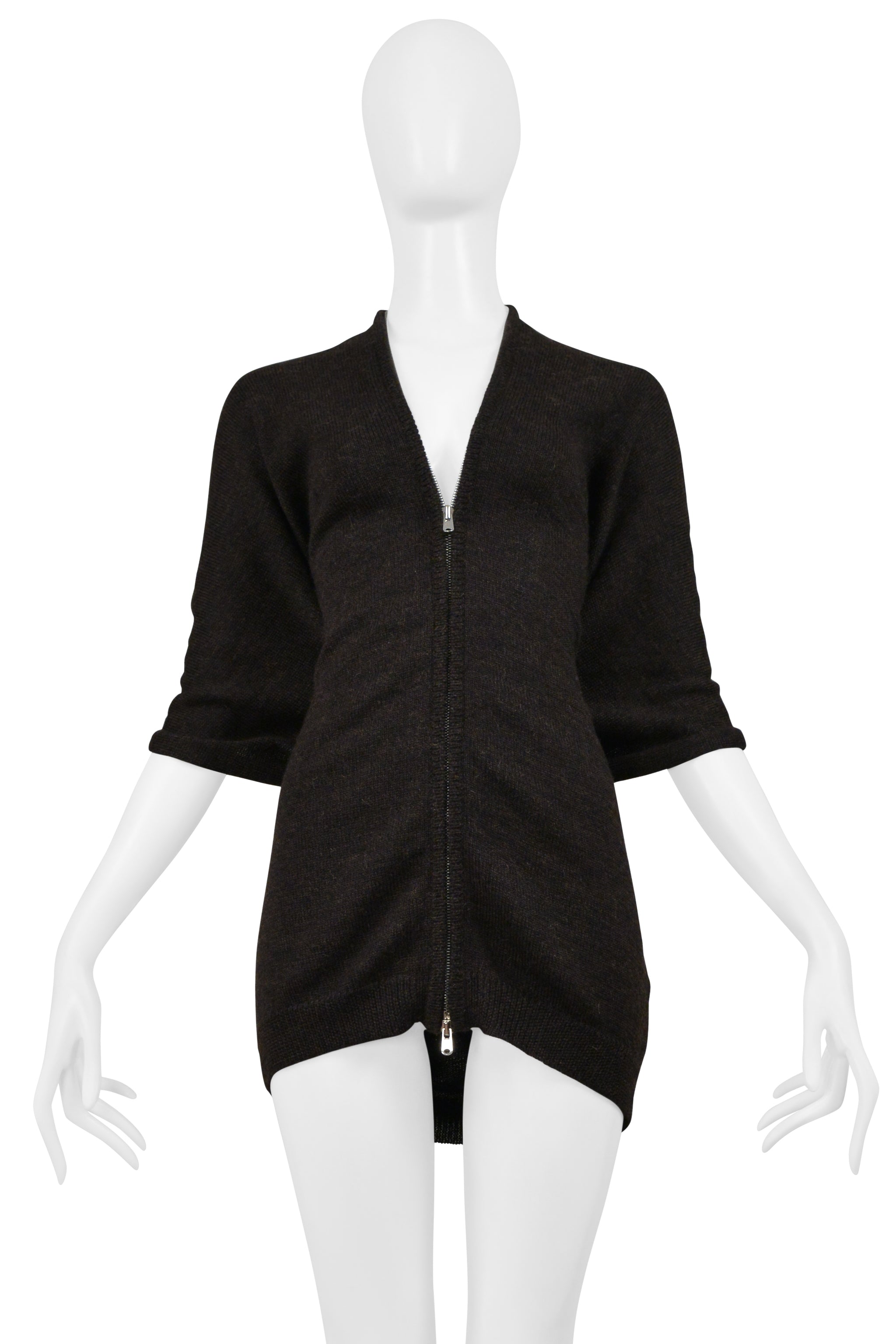 Y'S BY YOHJI YAMAMOTO BROWN CARDIGAN SWEATER WITH ZIPPER 2001-02