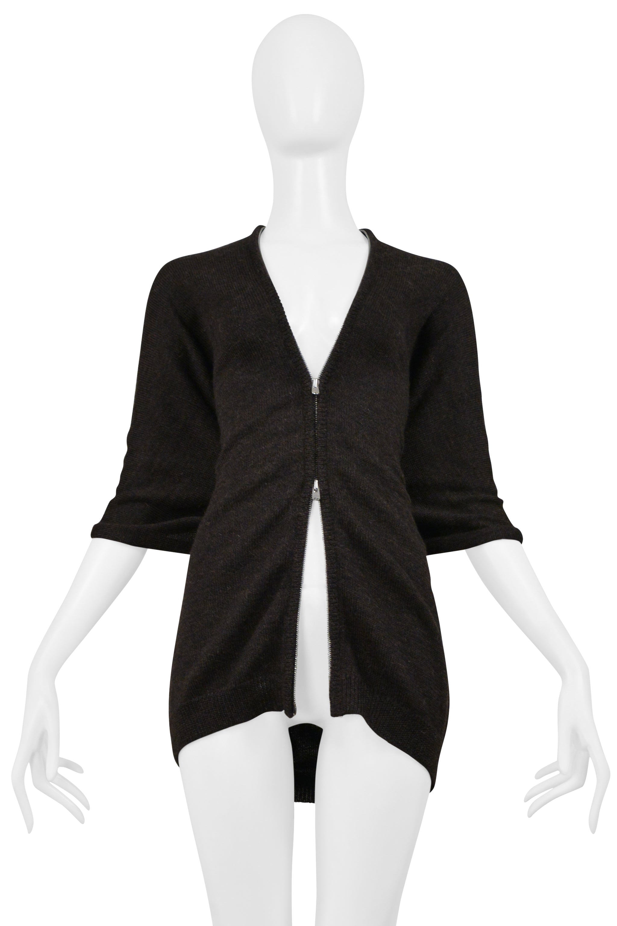 Y'S BY YOHJI YAMAMOTO BROWN CARDIGAN SWEATER WITH ZIPPER 2001-02