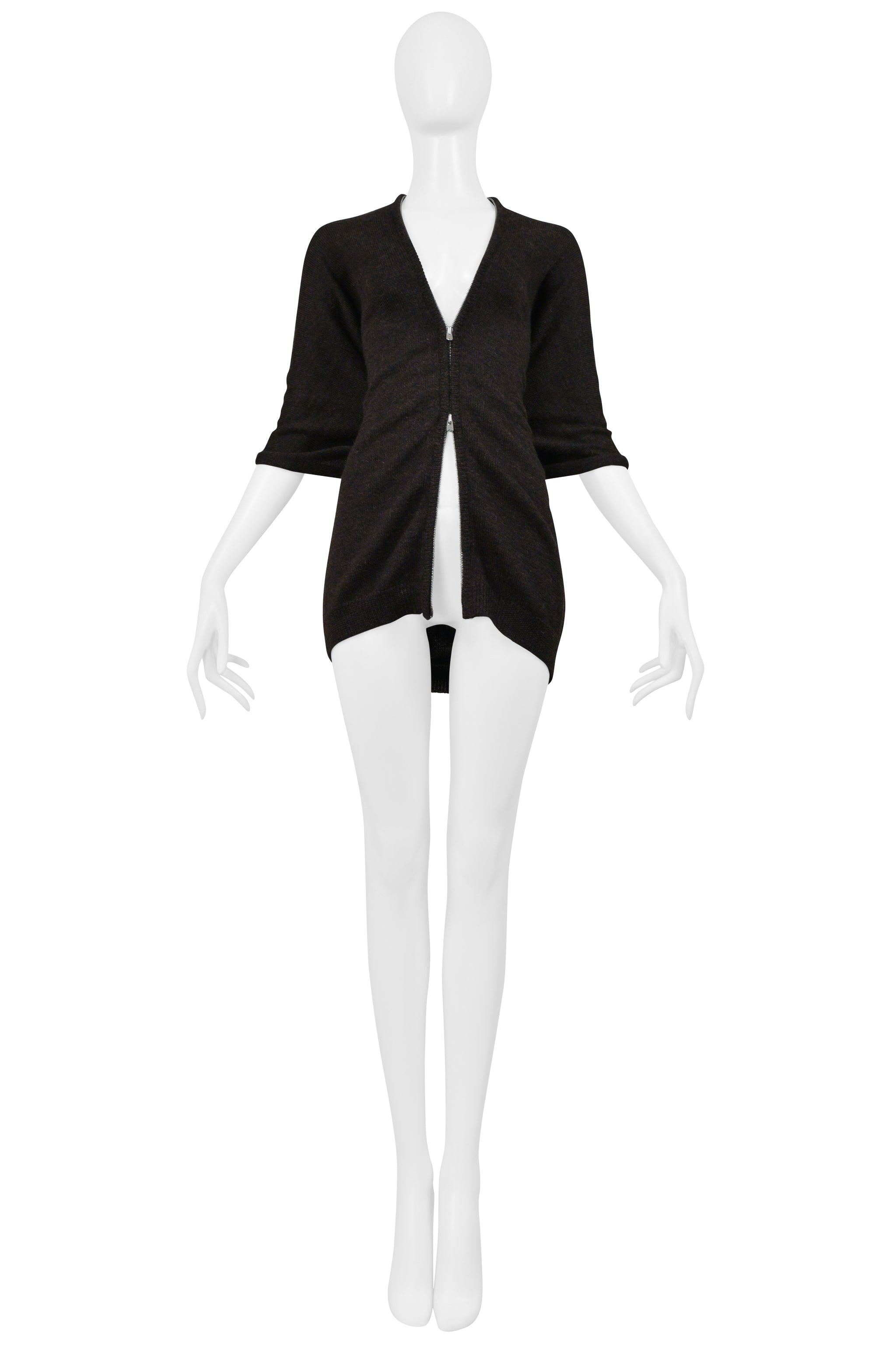 Y'S BY YOHJI YAMAMOTO BROWN CARDIGAN SWEATER WITH ZIPPER 2001-02