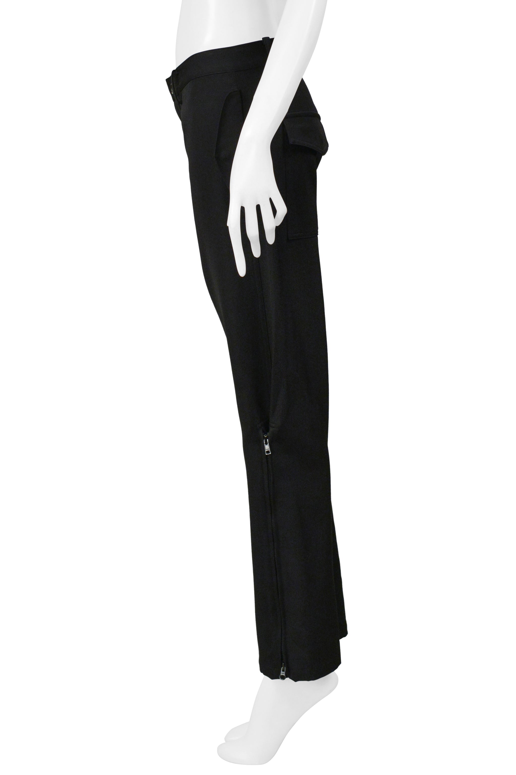 Y’S 2004–05 BY YOHJI YAMAMOTO BLACK PANTS WITH ZIPPERS & SNAP POCKETS