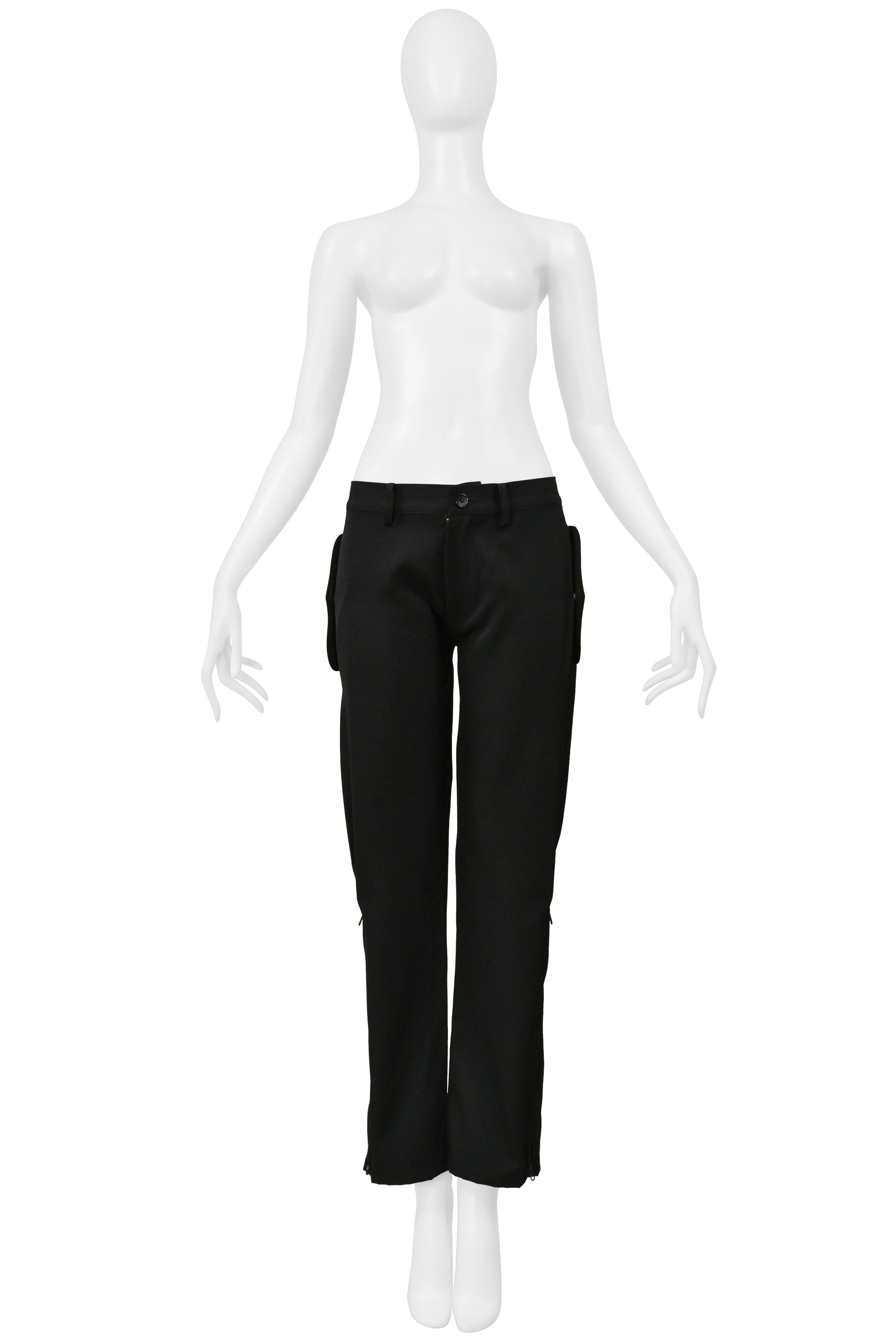 Y’S 2004–05 BY YOHJI YAMAMOTO BLACK PANTS WITH ZIPPERS & SNAP POCKETS