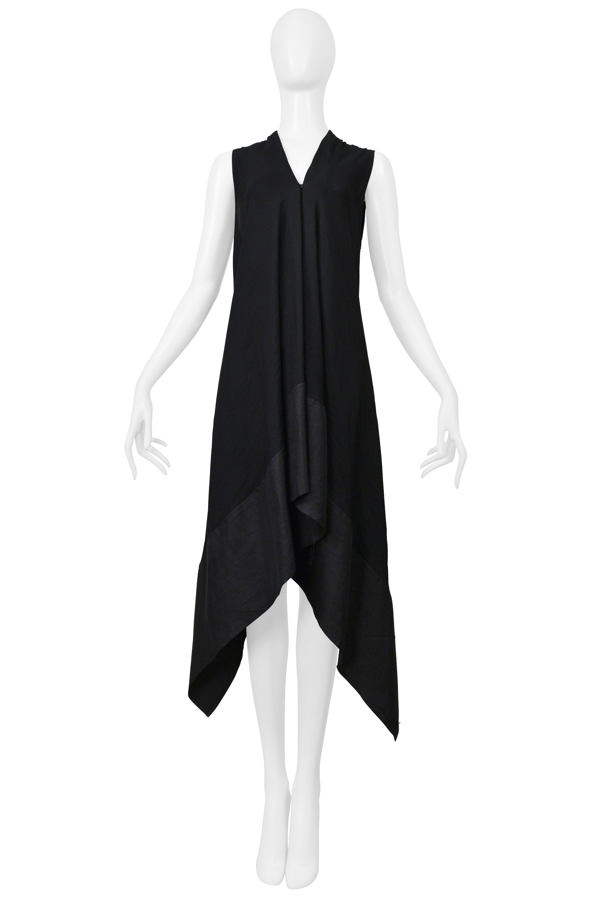 Y'S BY YOHJI YAMAMOTO BLACK OVERSIZED LINEN ARTIST'S VEST 2004