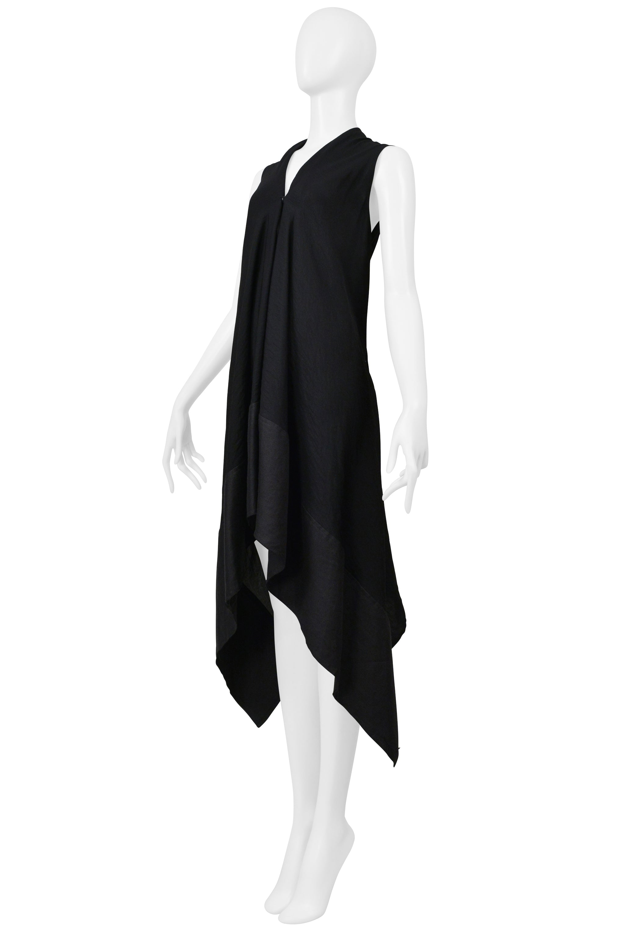 Y'S BY YOHJI YAMAMOTO BLACK OVERSIZED LINEN ARTIST'S VEST 2004