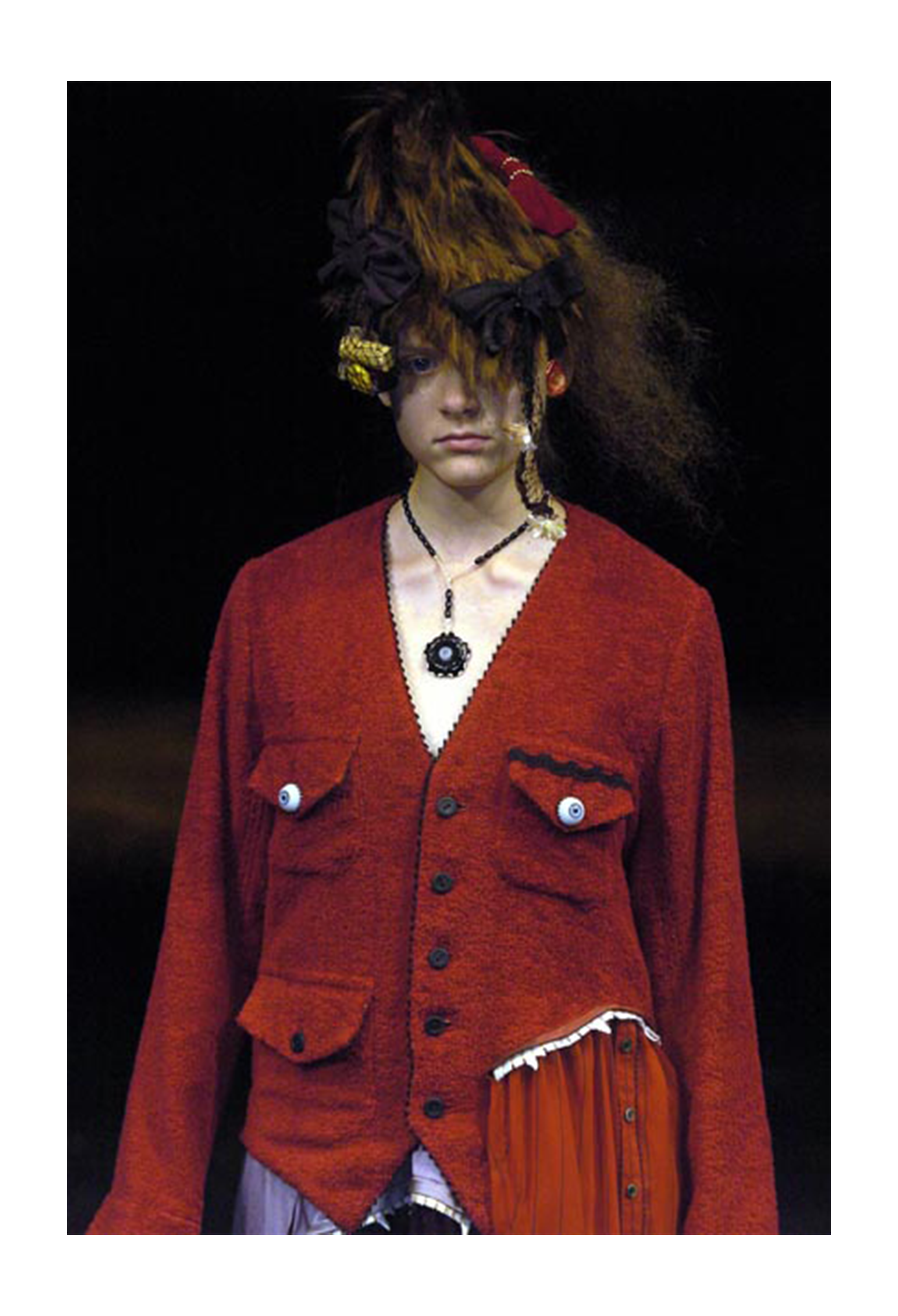 UNDERCOVER BLACK TERRY CLOTH JACKET WITH EYEBALL BUTTONS 2005