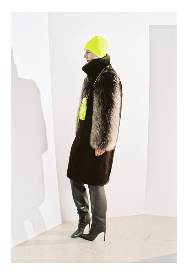 BALENCIAGA BY DEMNA GVASALIA MINK & FOX FUR COAT WITH DETACHABLE COLLAR 2016