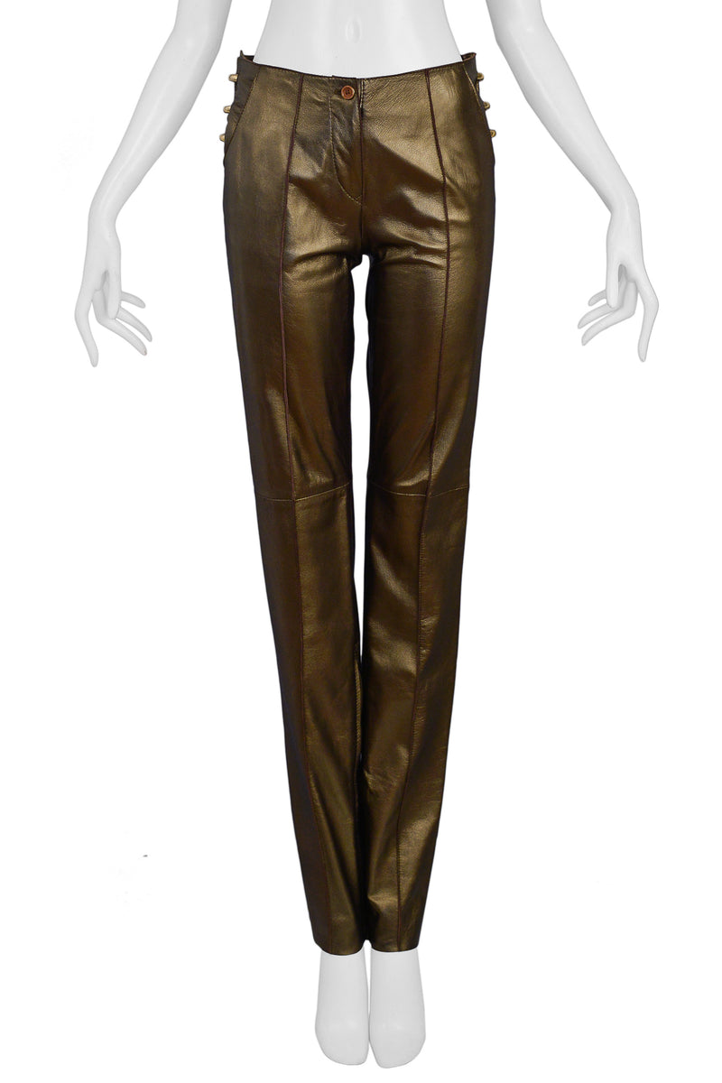 GIANFRANCO FERRE BRONZE LEATHER PANTS 1997