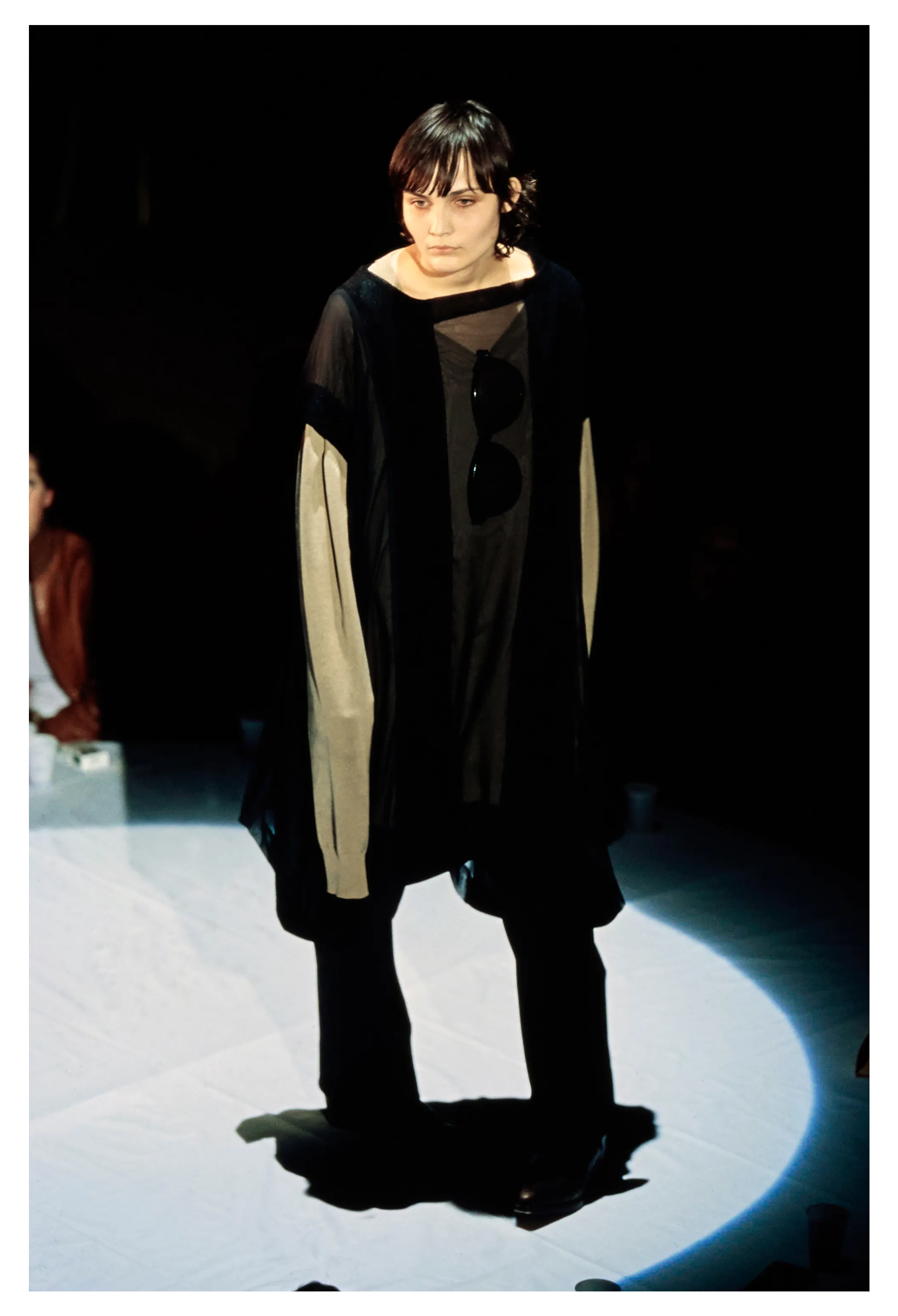 MAISON MARTIN MARGIELA ARTISANAL OVERSIZED BLACK DRESS WITH SHEER PANELS 2000