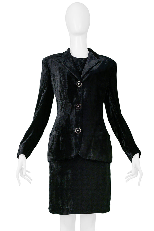 VERSACE BLACK VELVET DRESS & BLAZER ENSEMBLE