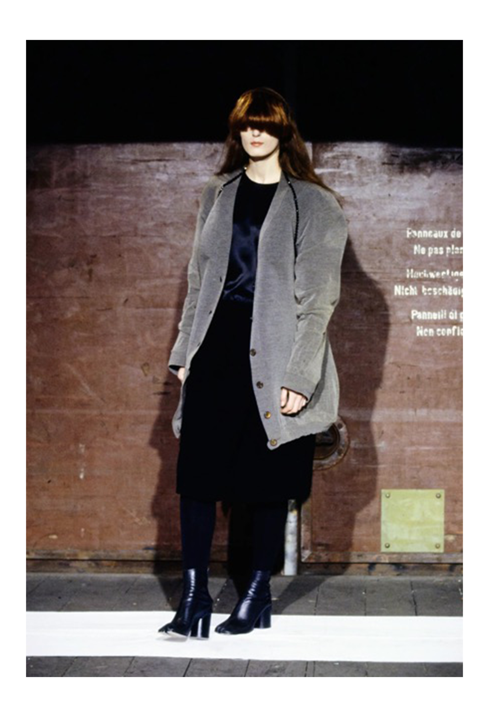 MAISON MARTIN MARGIELA BLACK LEATHER TABI BOOTS WITH HIGH HEELS 2000