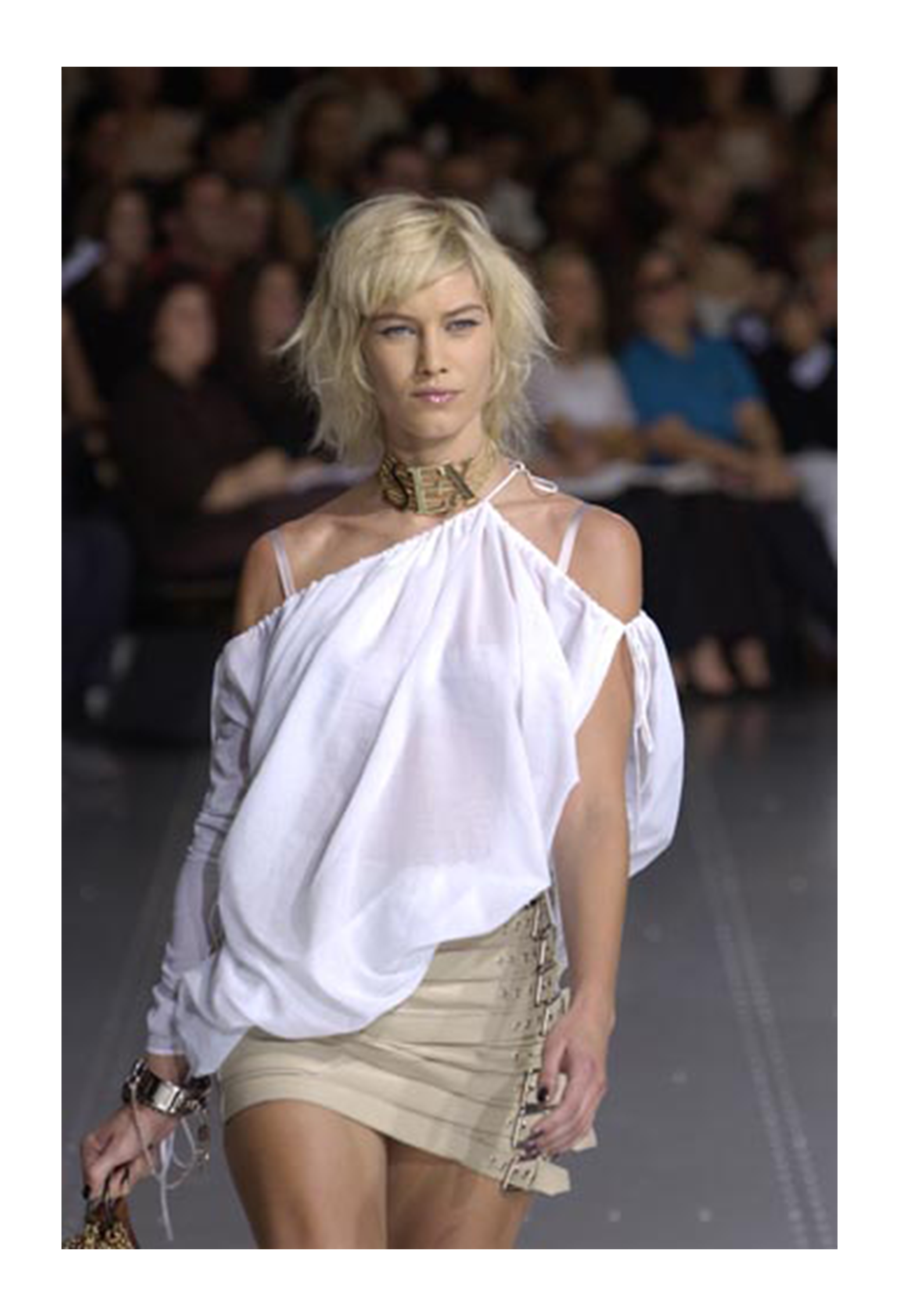 DOLCE & GABBANA BEIGE LEATHER BELTS MINI SKIRT 2003
