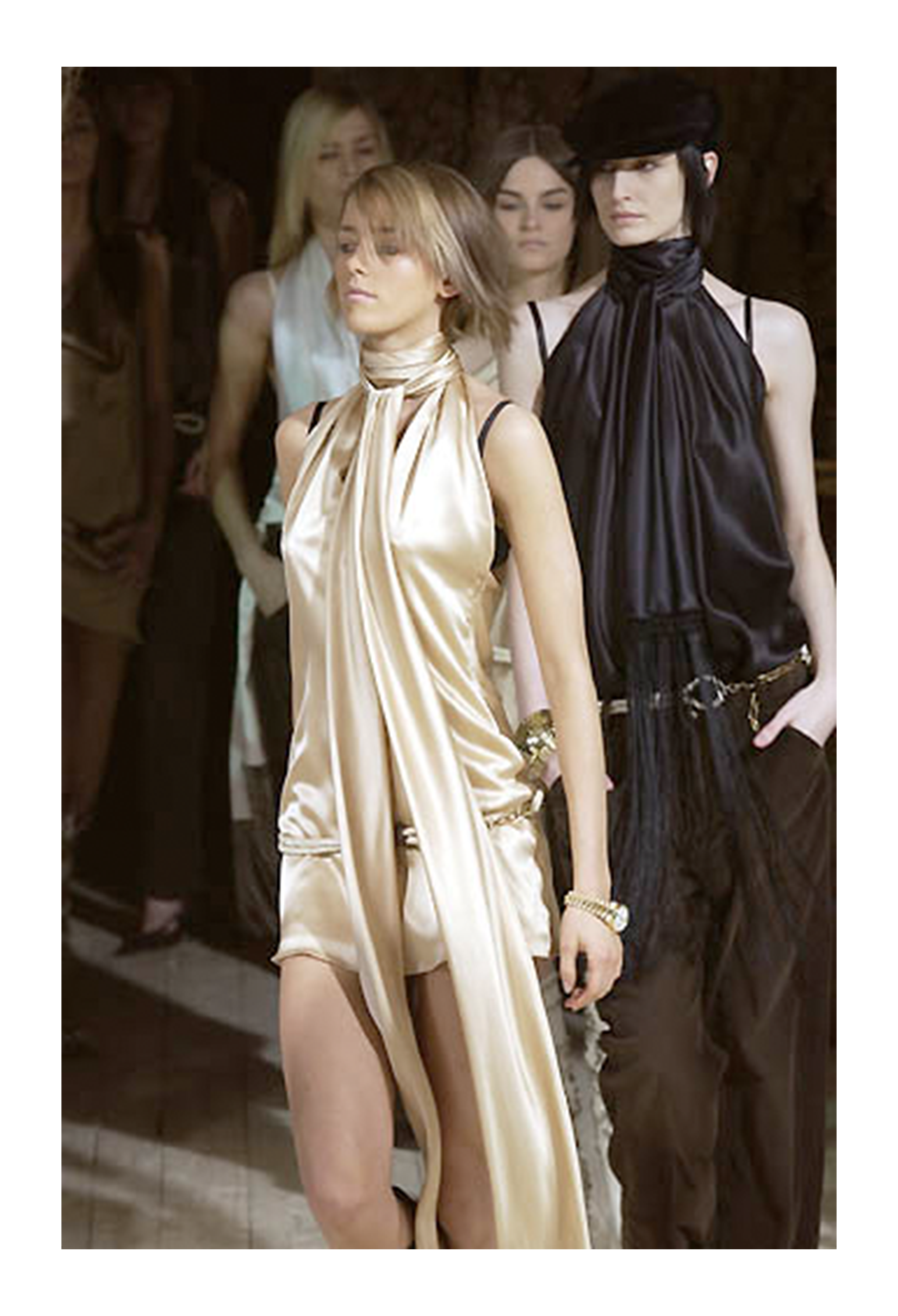 DOLCE & GABBANA BROWN SATIN HALTER DRESS WITH NECK TIES 2002