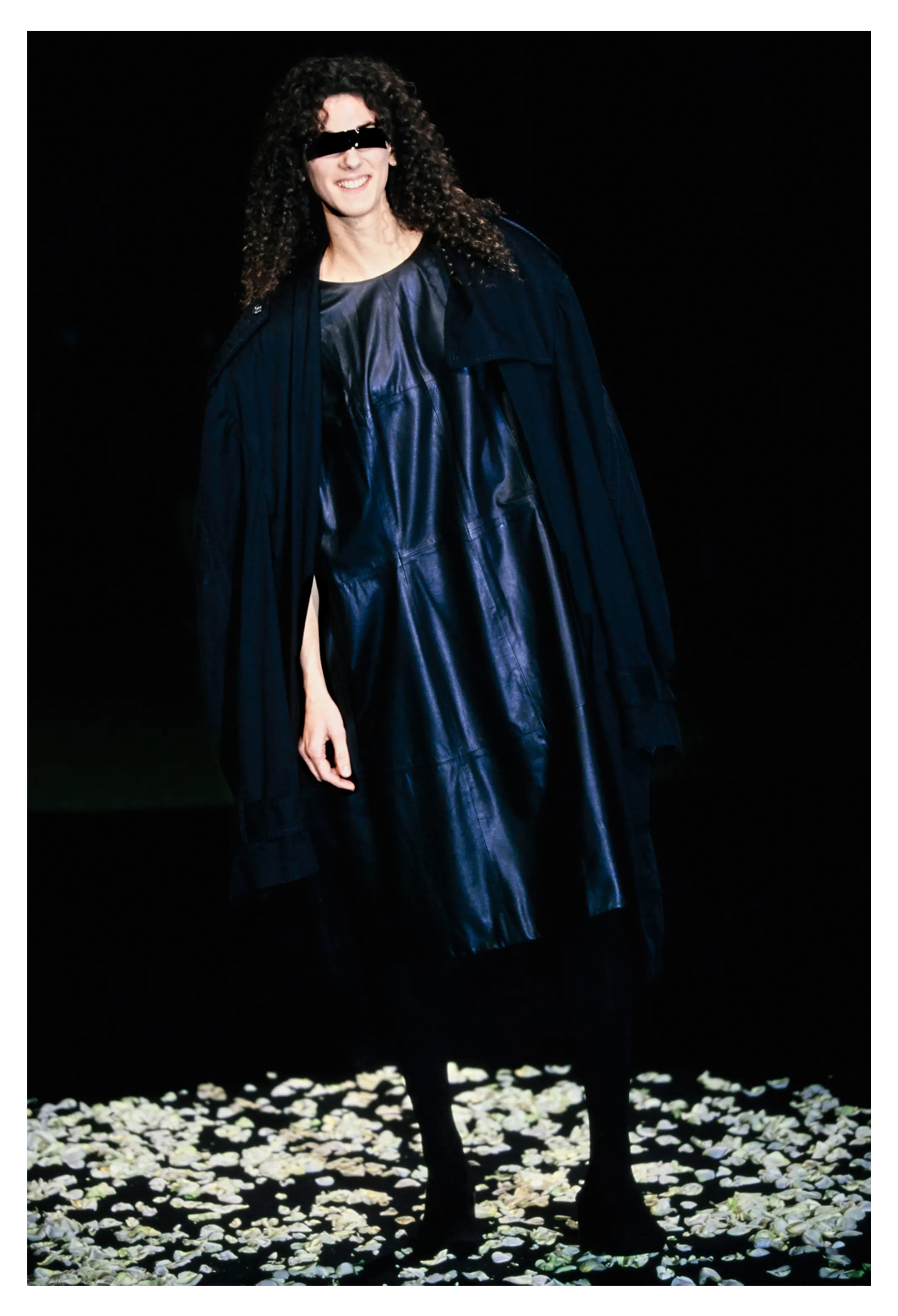 MAISON MARTIN MARGIELA BROWN LEATHER OVERSIZED DRESS 2001