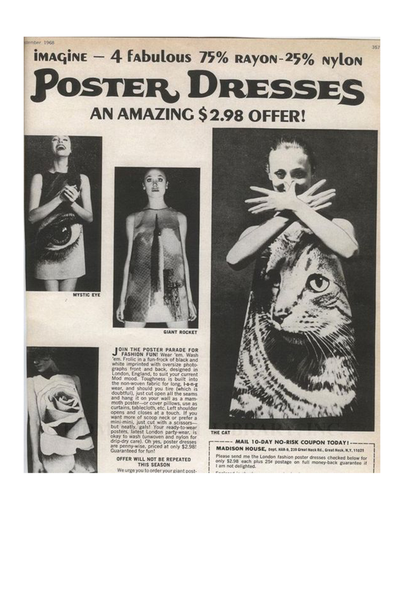 TL LONDON CAT PAPER DRESS 1970