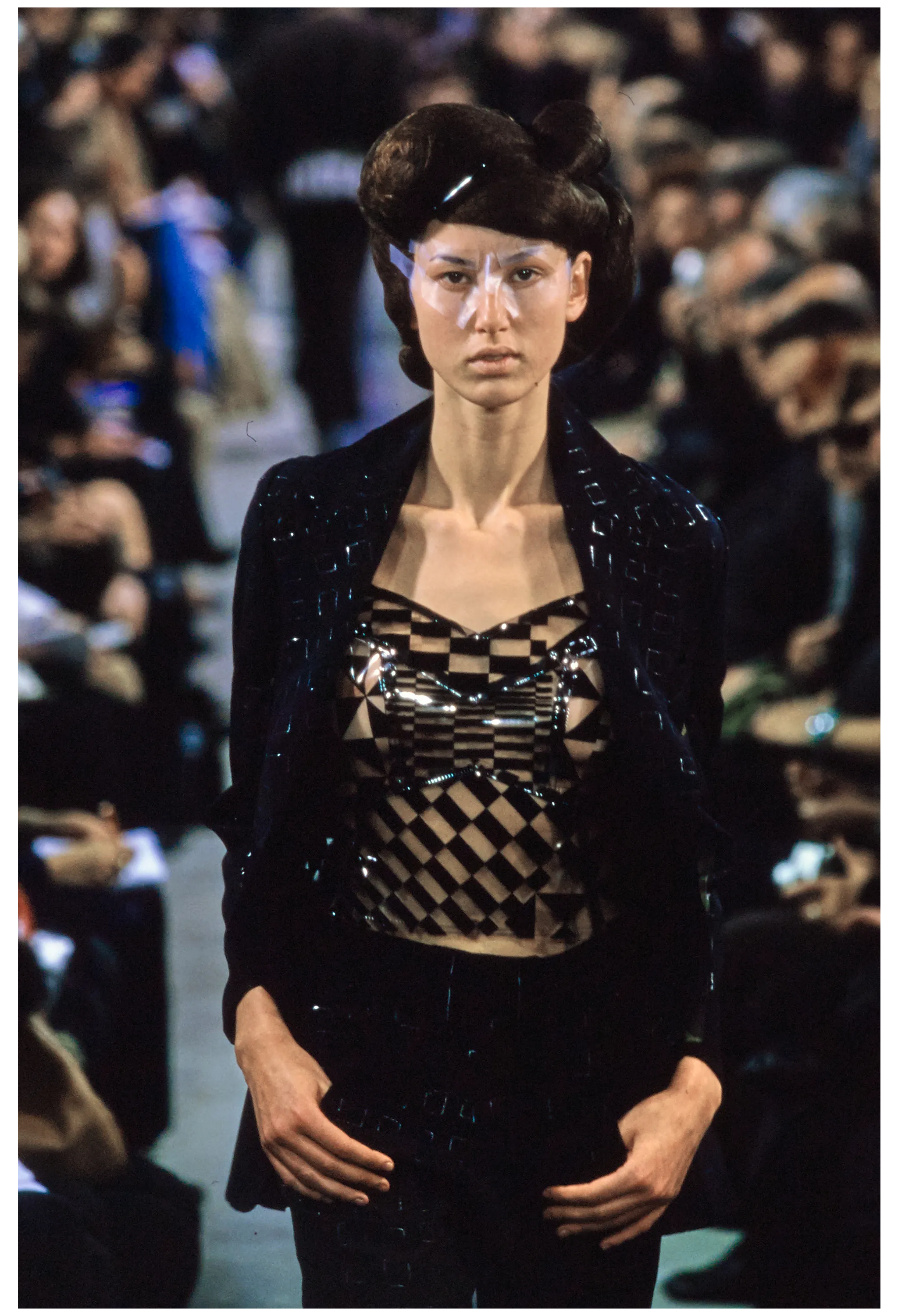 COMME DES GARÇONS OPTICAL SHOCK VINYL CHECKERBOARD CORSET TOP 2001