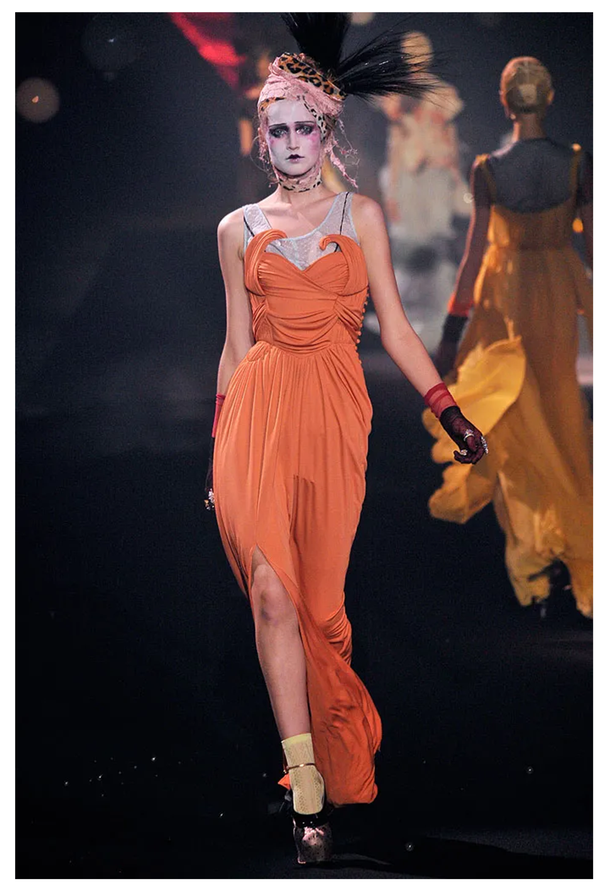 JOHN GALLIANO BLACK STRAPLESS TWIST DRESS WITH LACE TRIM AW 2010