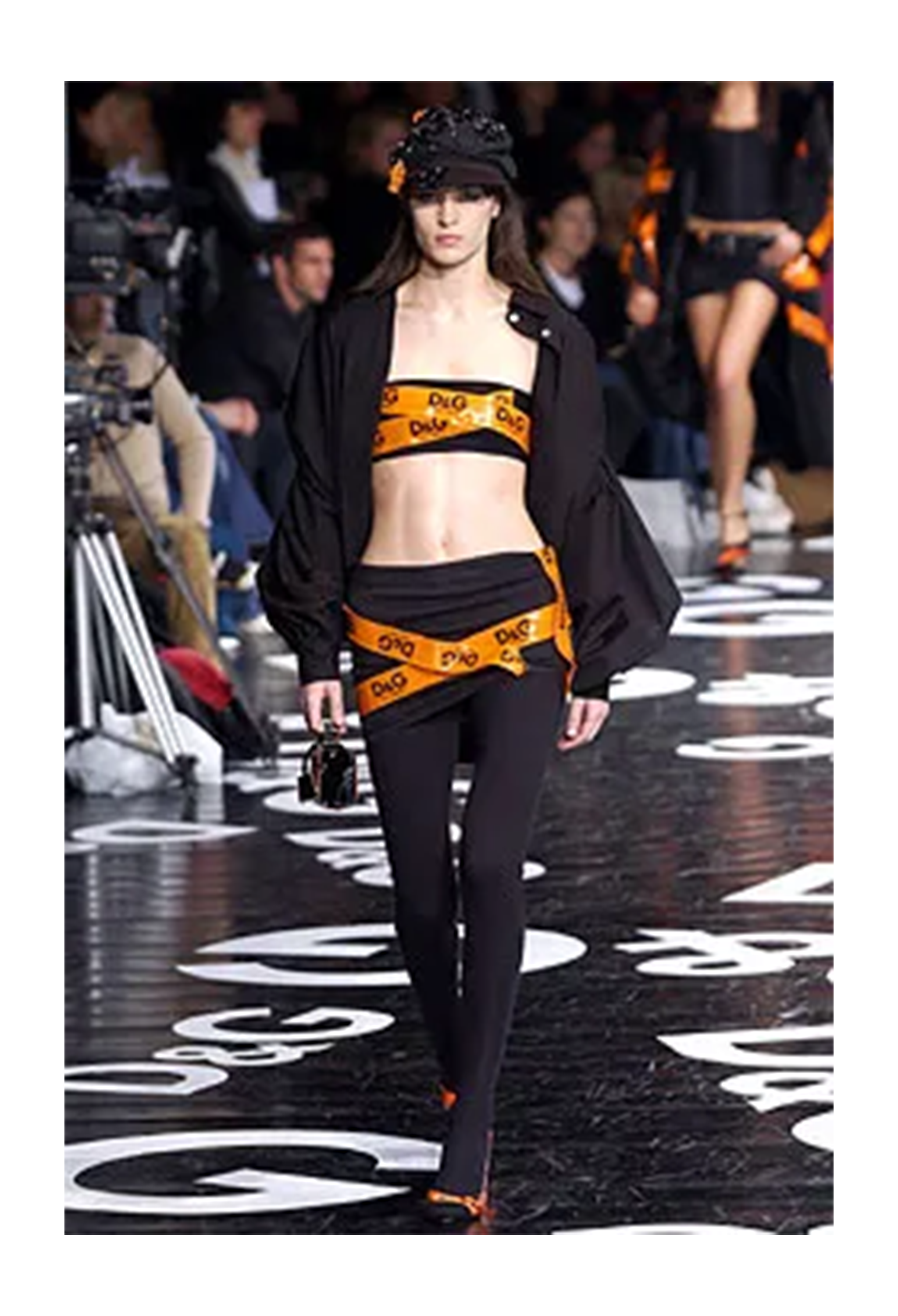 DOLCE & GABBANA D&G BLACK TANK AND SKIRT WITH ORANGE TAPE ENSEMBLE