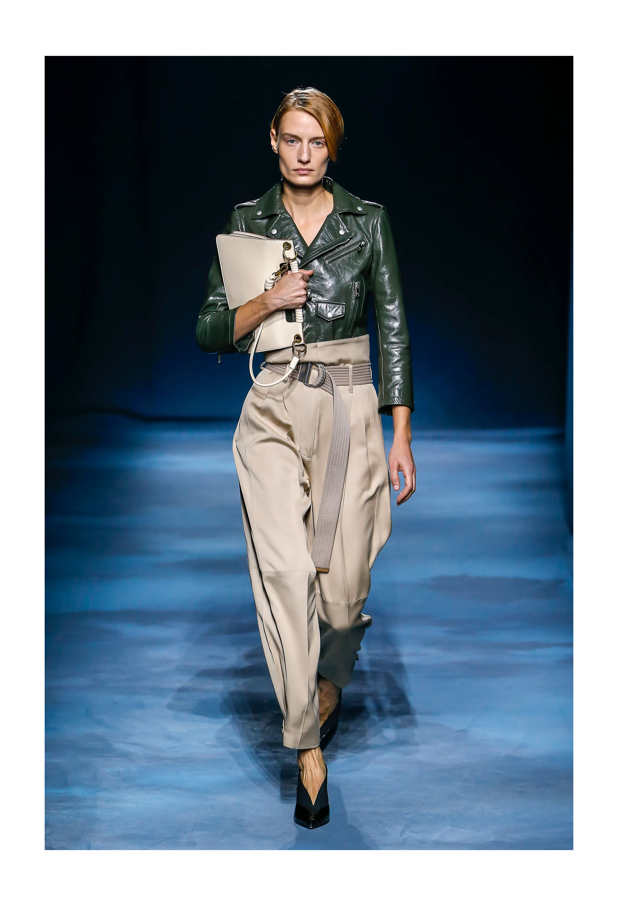 GIVENCHY GREEN CROPPED LEATHER MOTO JACKET 2019