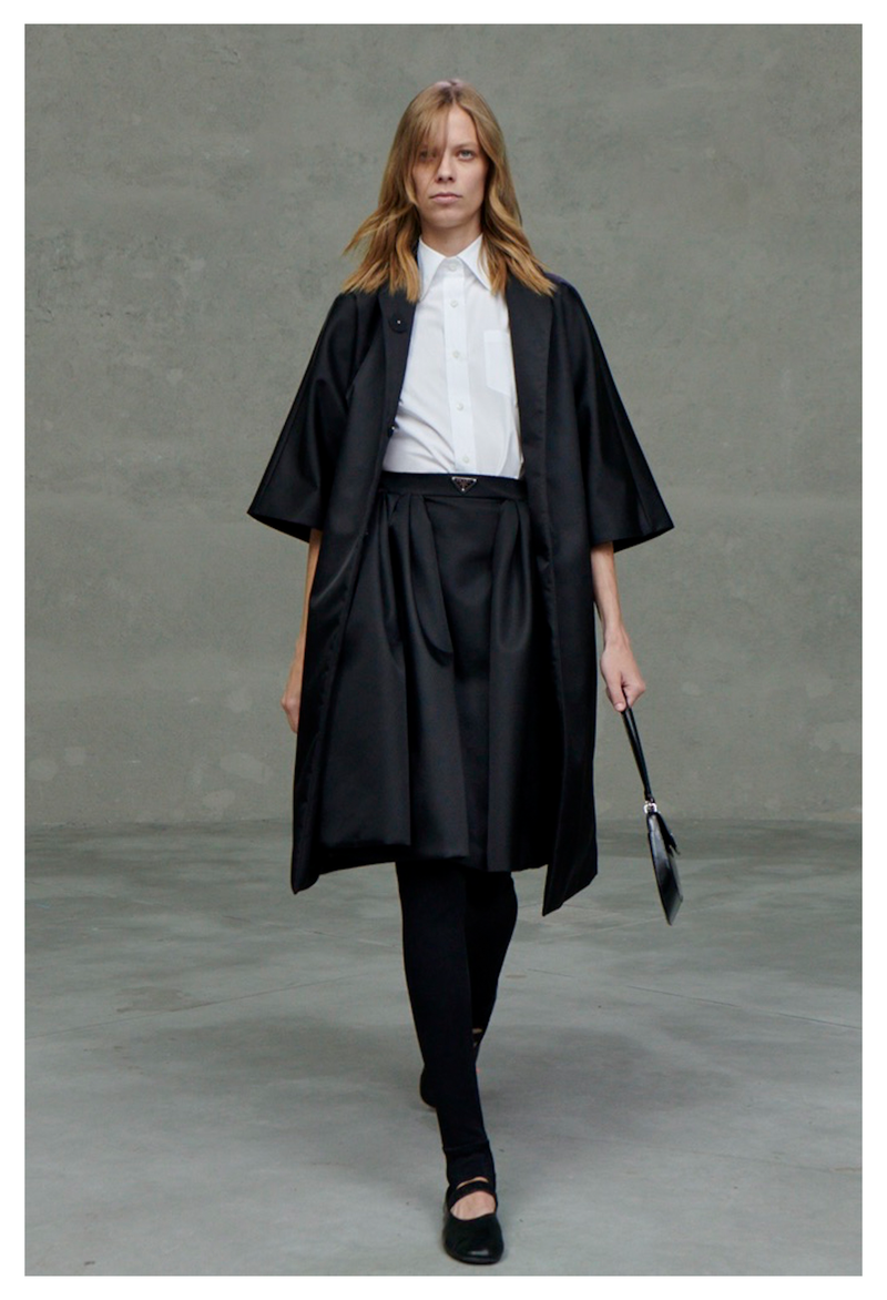 PRADA BY RAF SIMONS RE-NYLON BLACK SKIRT WITH LOGO 2021