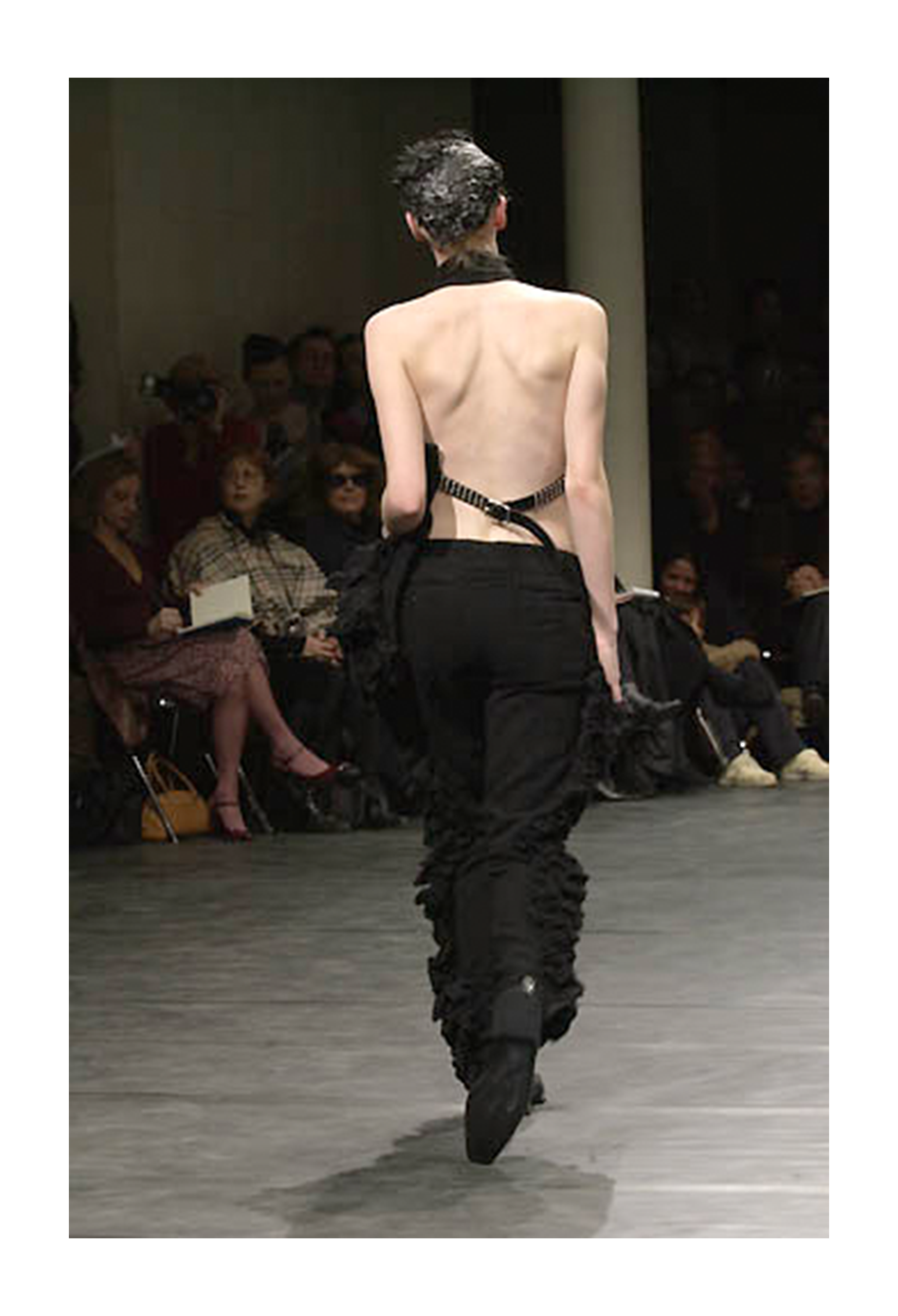 COMME DES GARCONS BLACK WOOL RUFFLE VEST WITH OPEN BACK 2000