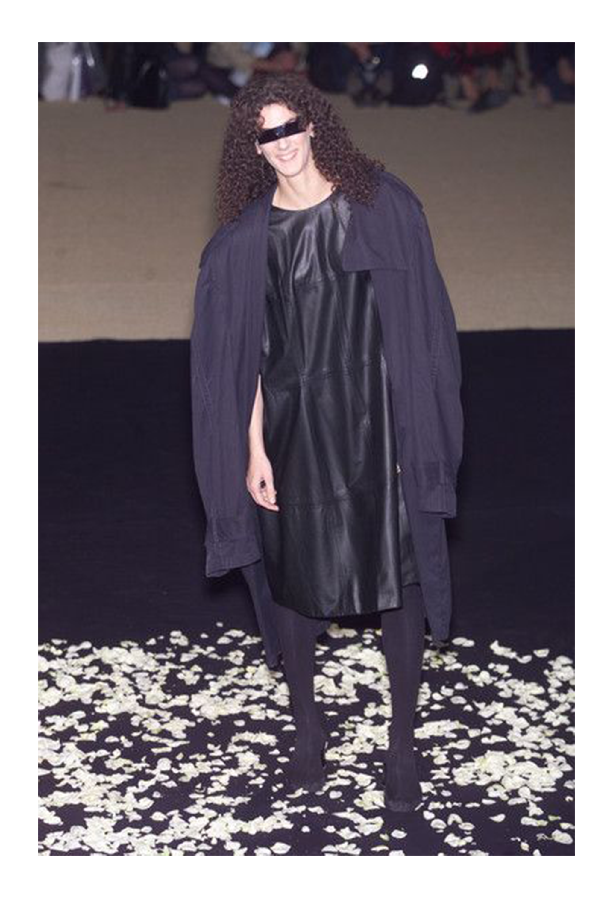 MAISON MARTIN MARGIELA BROWN LEATHER OVERSIZED DRESS 2001