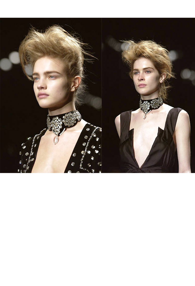 YSL BY TOM FORD CRYSTAL AND SILVER CHUNKY NECKLACE 2002