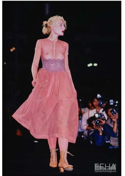 JEAN PAUL GAULTIER BLACK MESH, LACE AND TULLE BALLET DRESS 1988