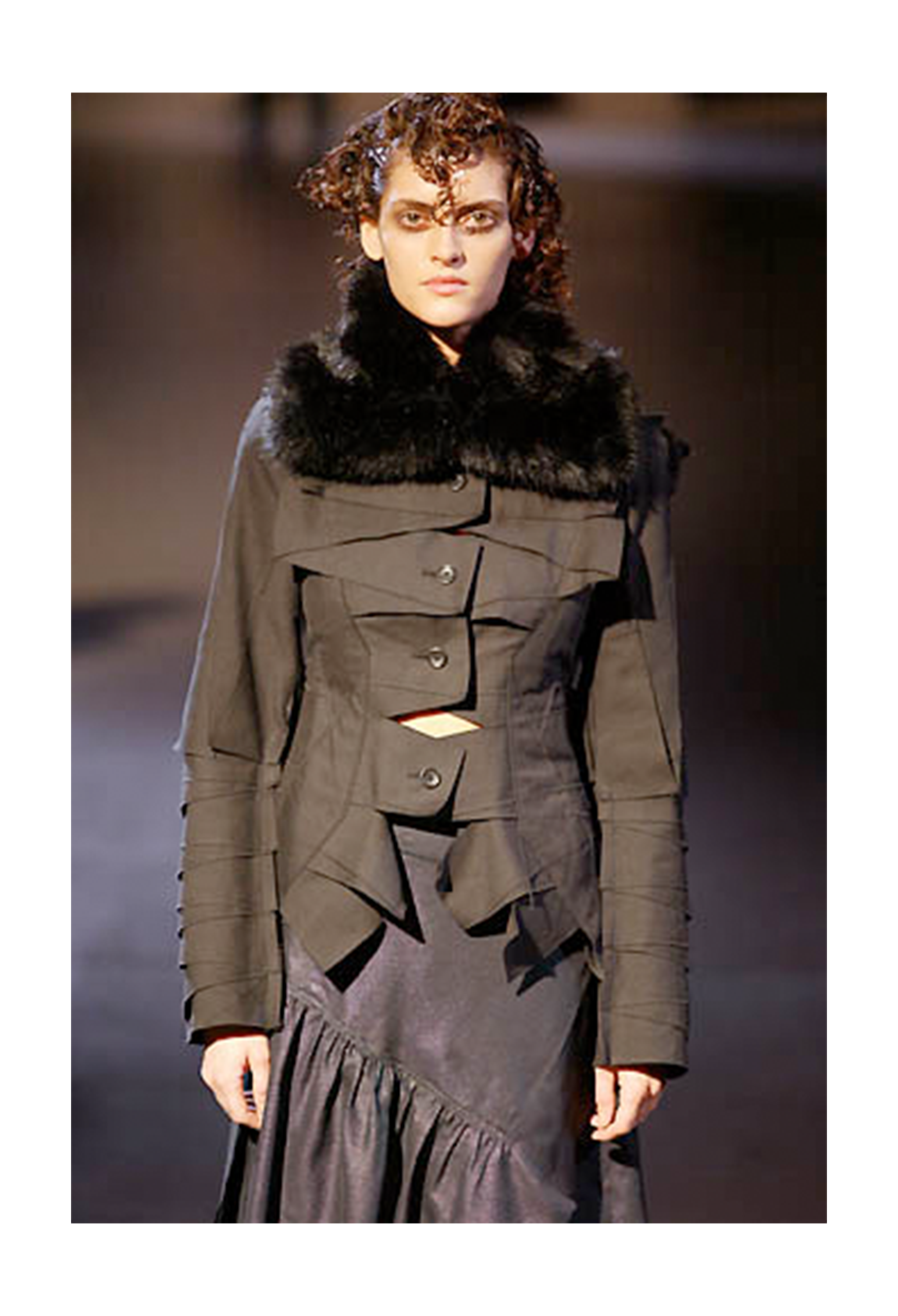 ISSEY MIYAKE GREY DECONSTRUCTED JACKET WITH CUTOUTS 2002