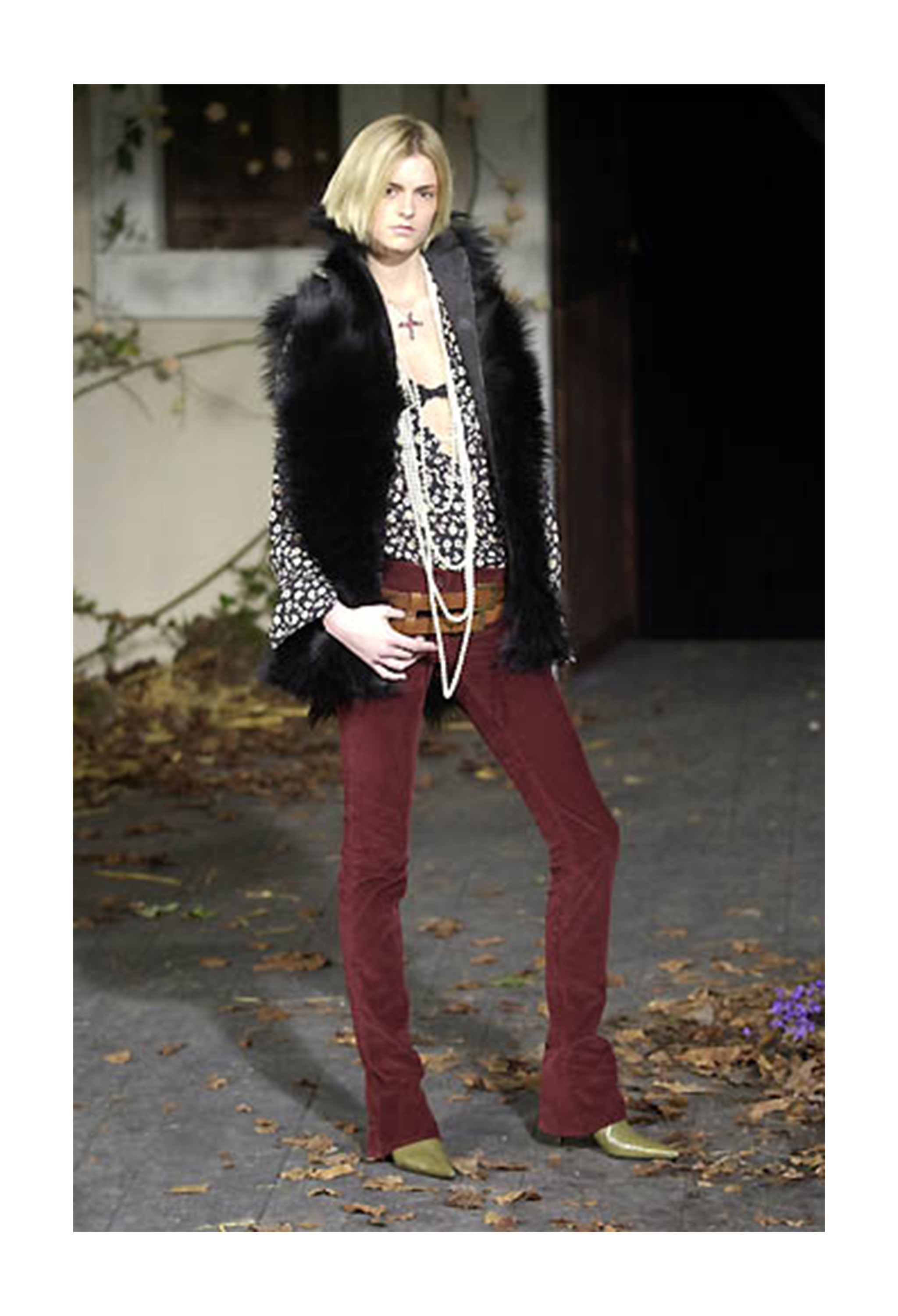 DOLCE & GABBANA BLACK SHAGGY FUR VEST JACKET 2001