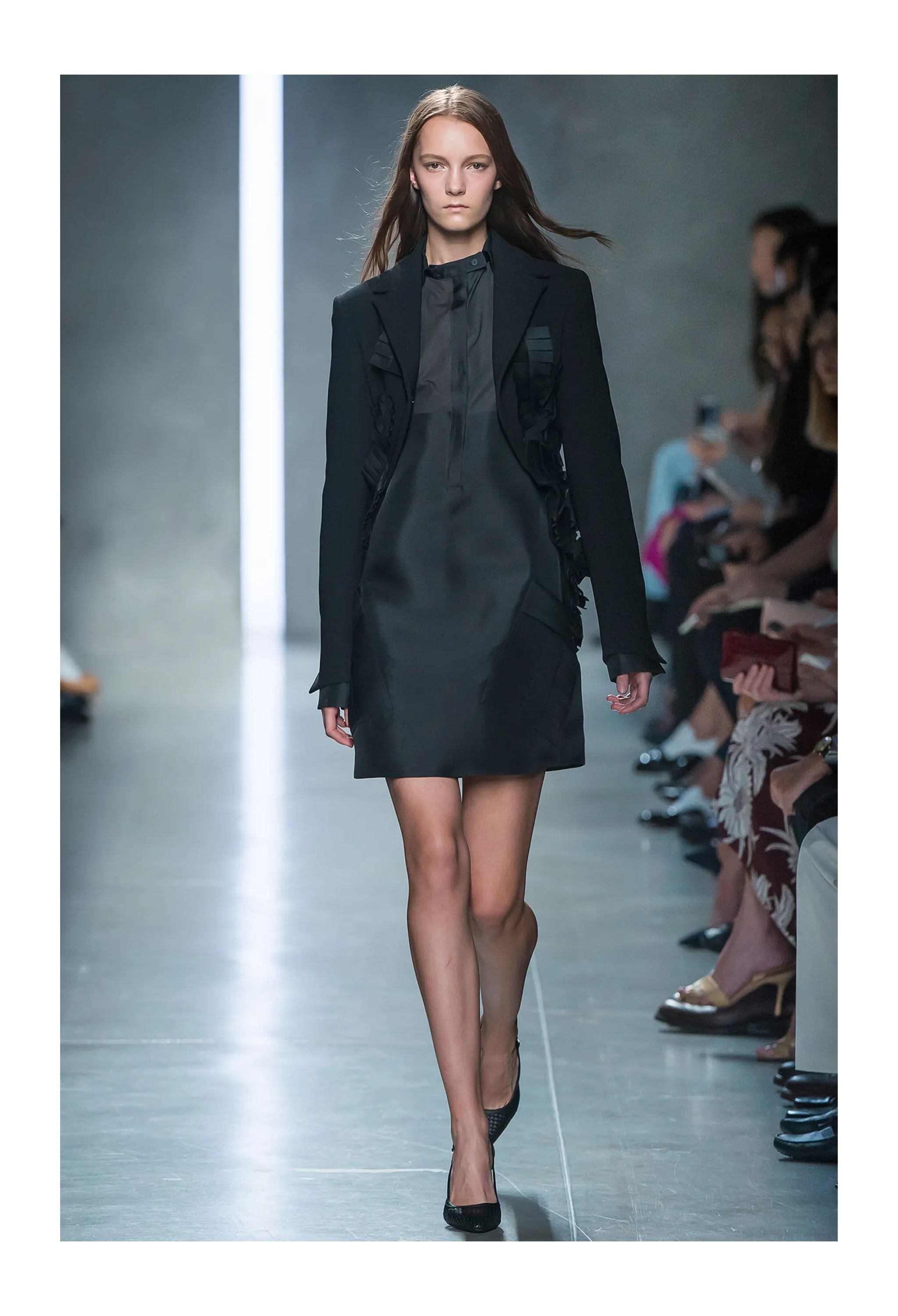 BOTTEGA VENETA BLACK FANCY TAIL JACKET WITH PLEATING 2014