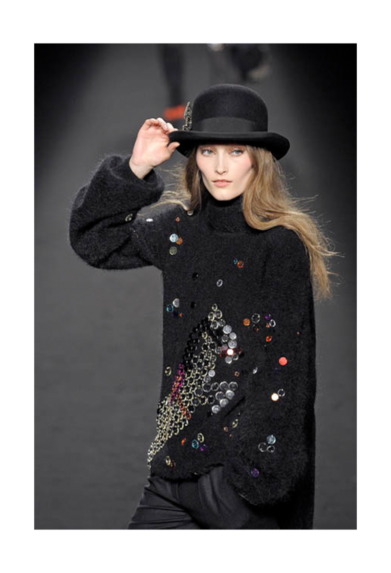 SONIA RYKIEL BLACK SWEATER WITH MIRROR MOSAIC HORSE DETAIL 2008