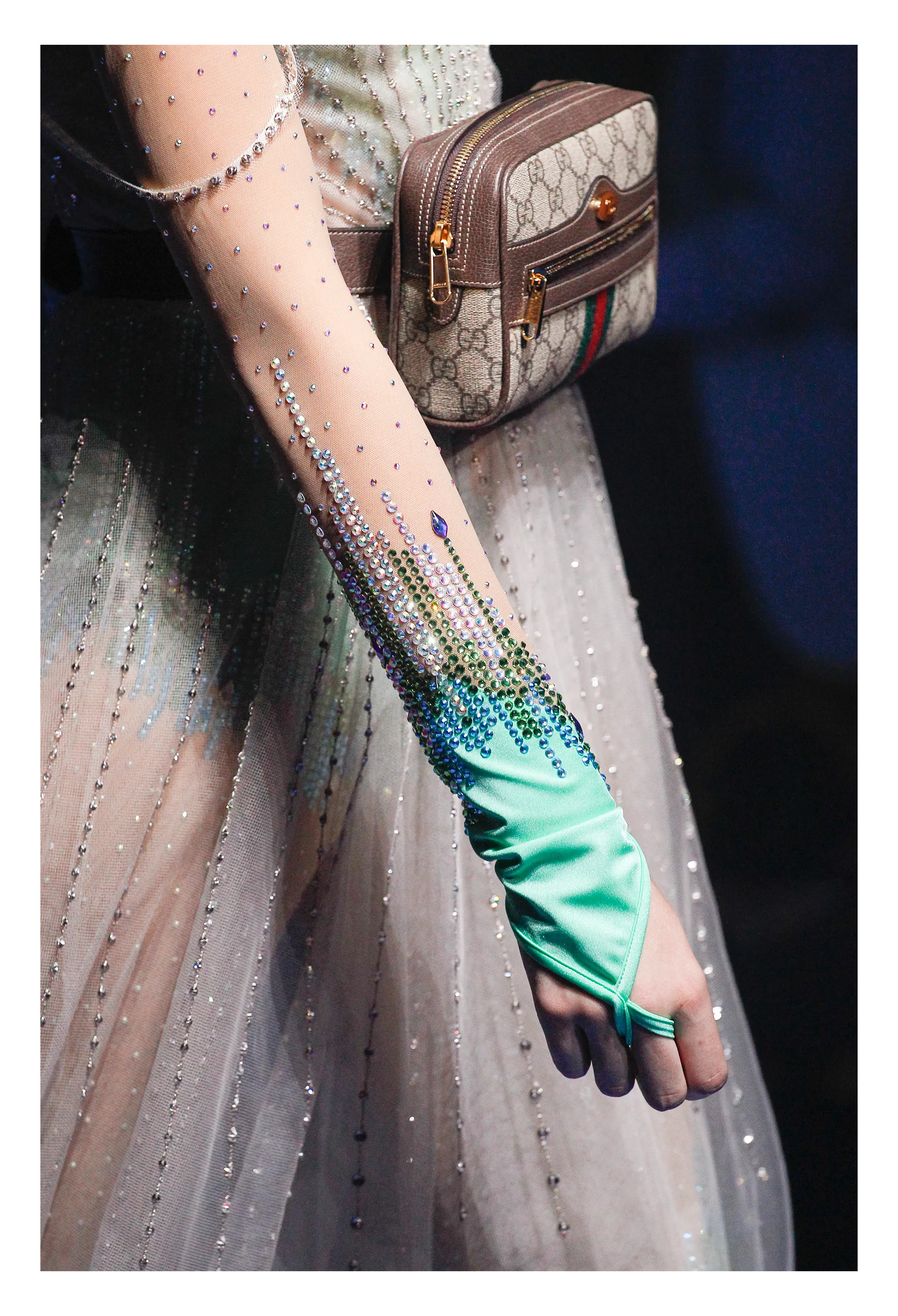 GUCCI NUDE MESH AND BEADED JUMPSUIT 2018