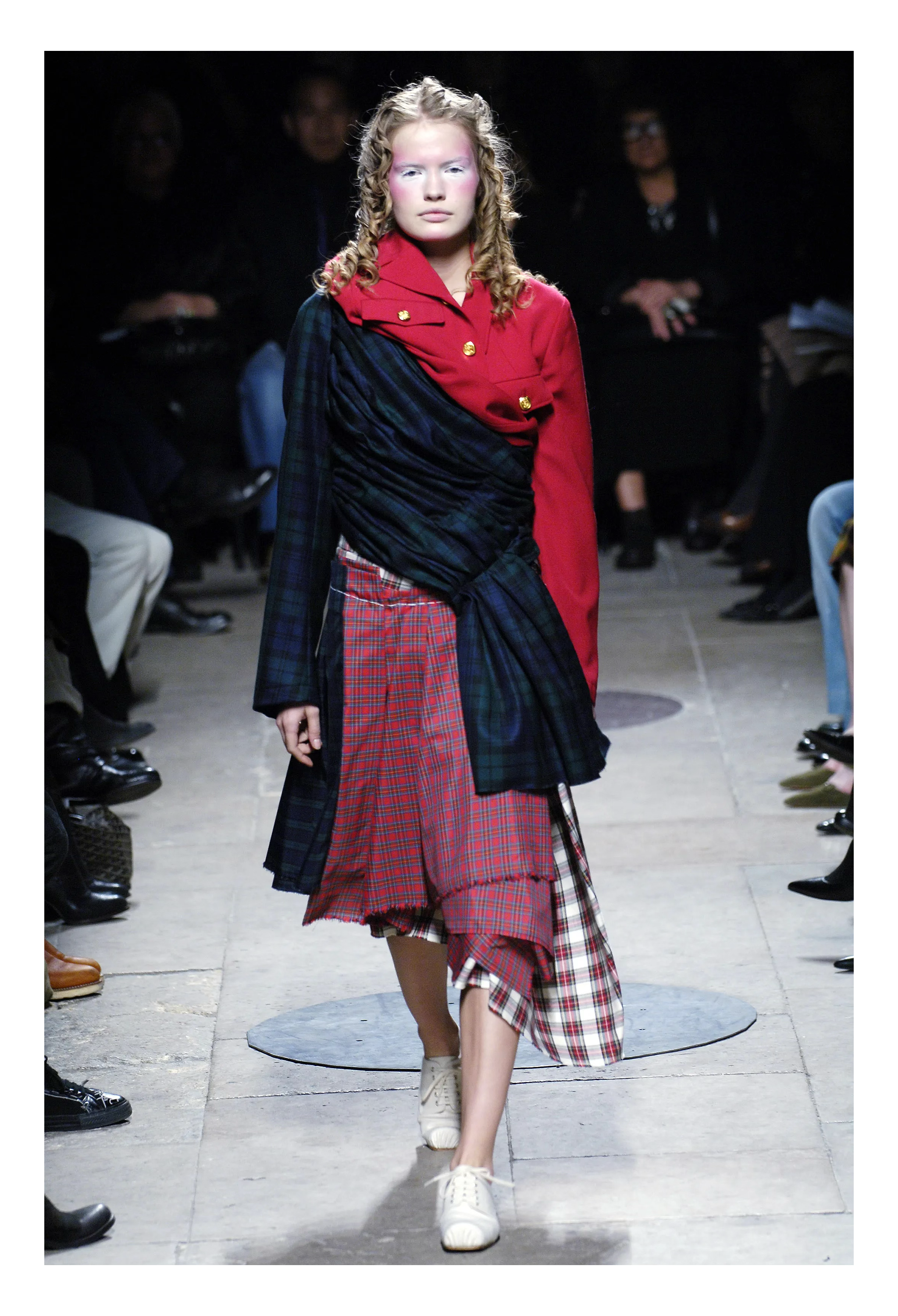COMME DES GARCONS RECYCLED TARTAN PLAID PLEATED SKIRT 2006