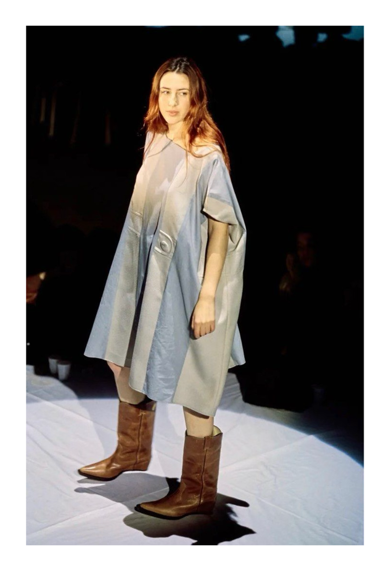 MARGIELA BROWN LEATHER HEELLESS COWBOY BOOTS SS 2000