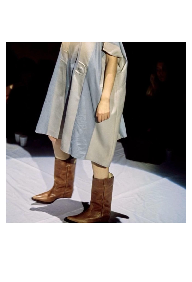 MARGIELA BROWN LEATHER HEELLESS COWBOY BOOTS SS 2000