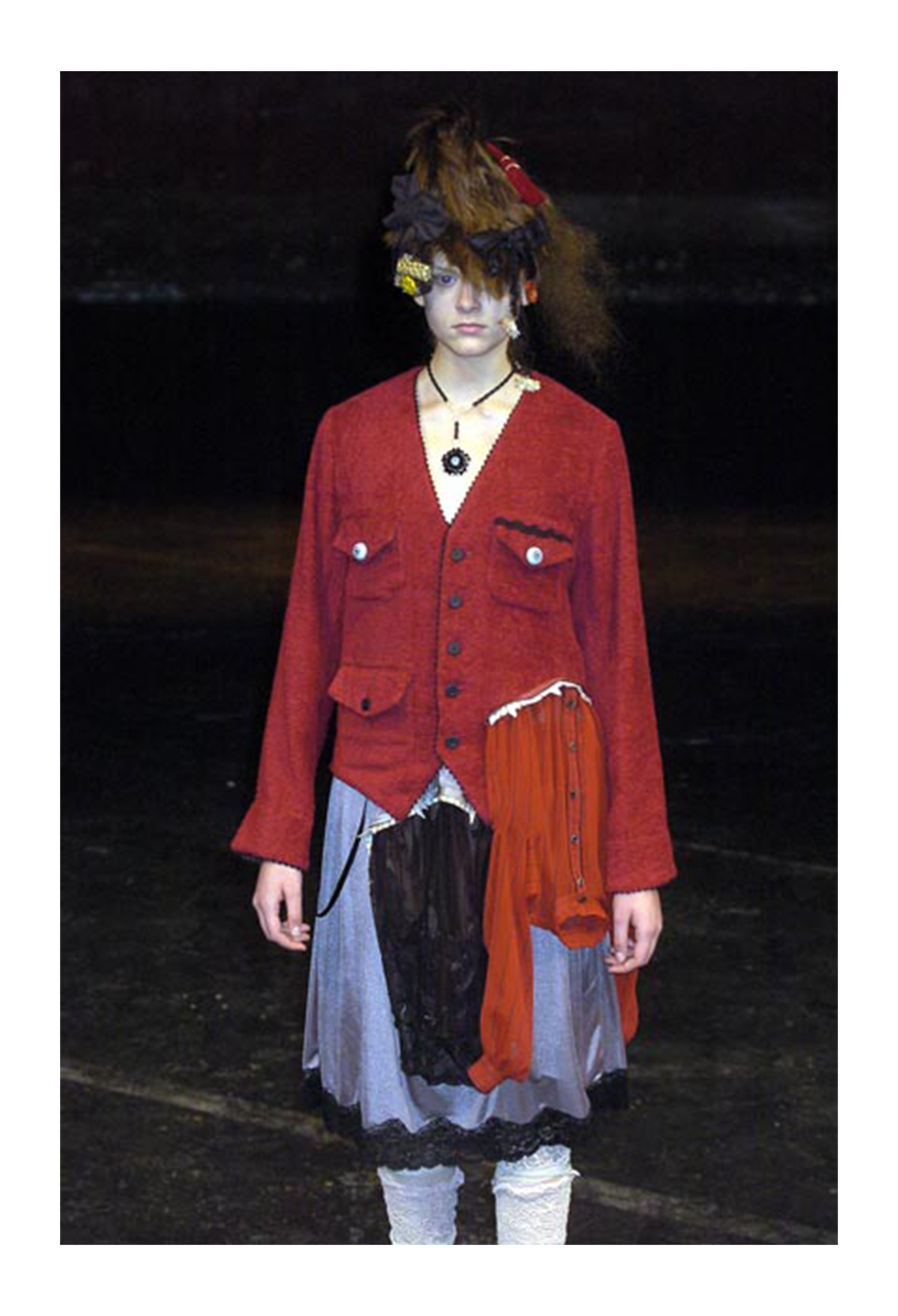 UNDERCOVER BLACK TERRY CLOTH JACKET WITH EYEBALL BUTTONS 2005