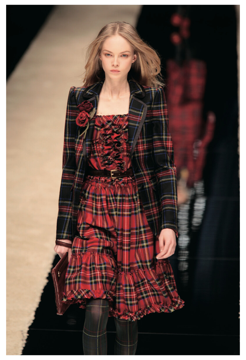 DOLCE & GABBANA D&G TARTAN PLAID JACKET & SKIRT ENSEMBLE 2008