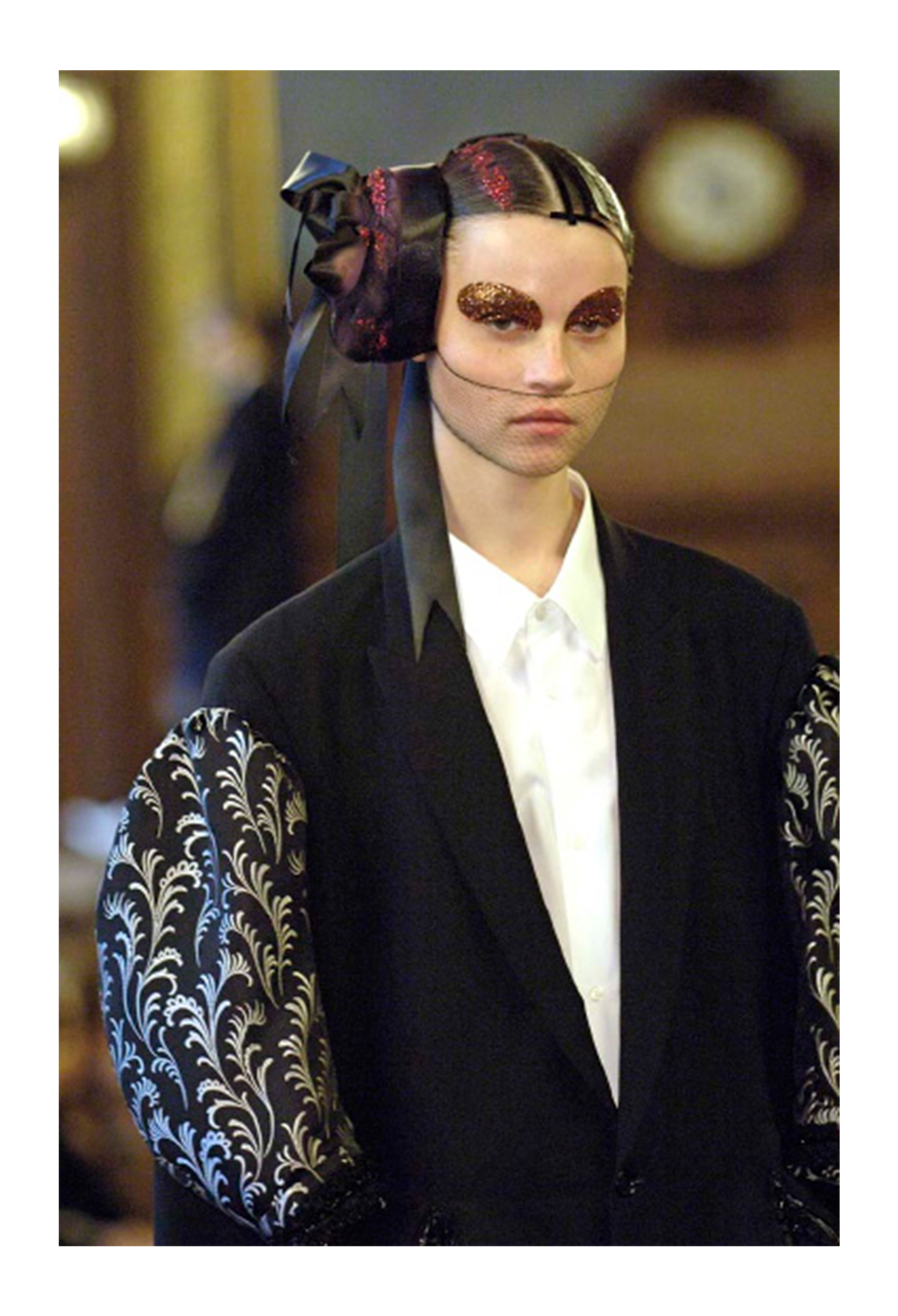 COMME DES GARÇONS BLACK FANCY COAT WITH SILVER-TONE EMBROIDERY 2006