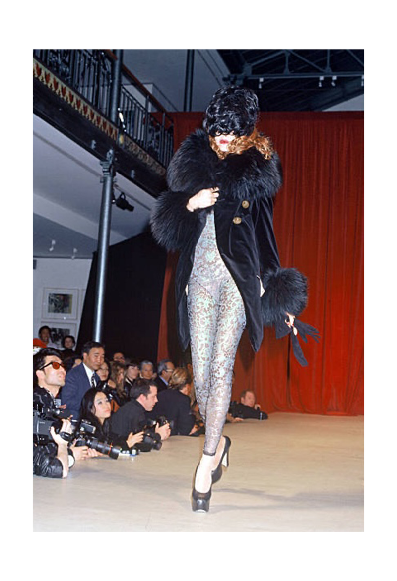 VIVIENNE WESTWOOD ICONIC RED LABEL BLACK VELVET AND FUR POODLE COAT 1990S