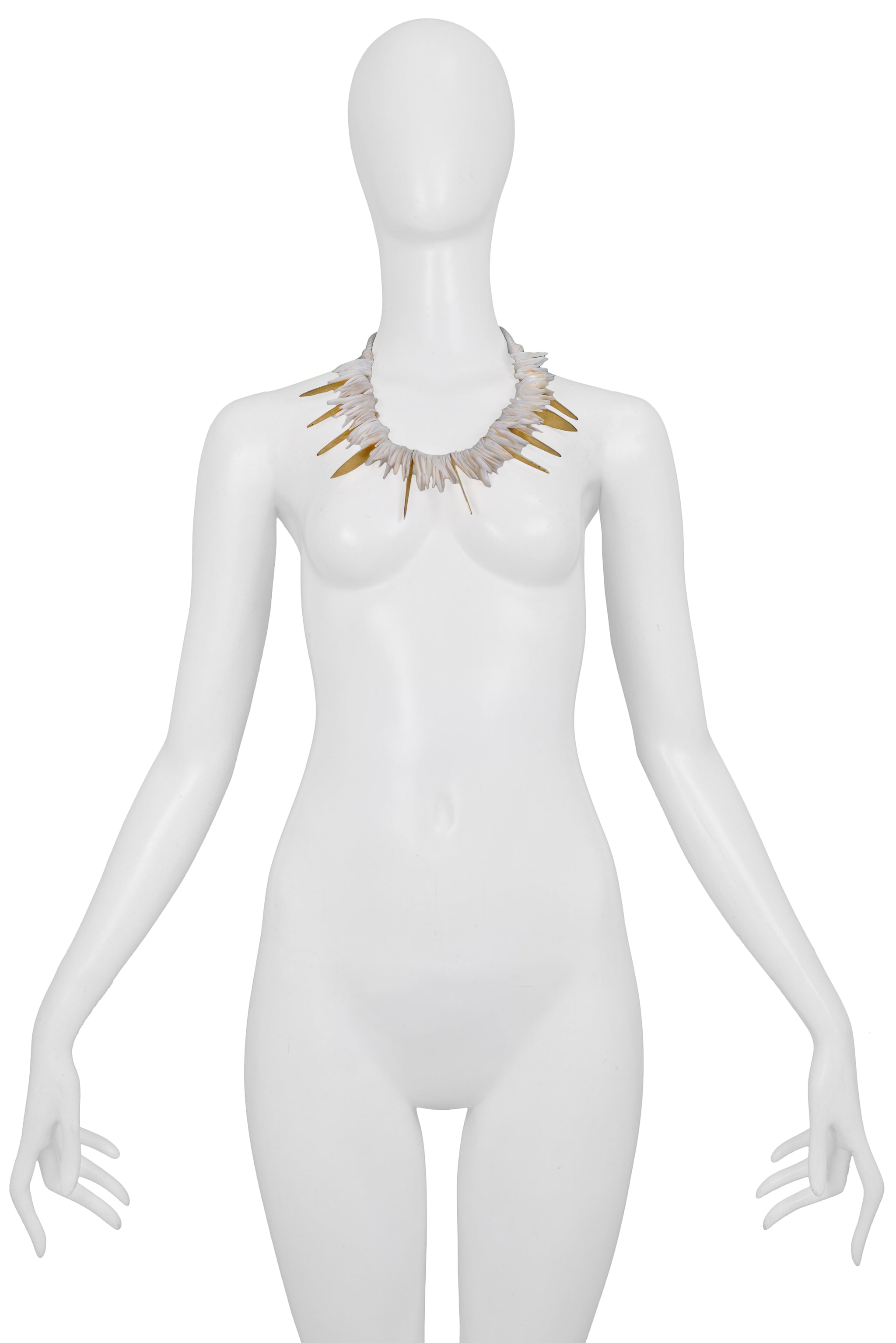 YVES SAINT LAURENT YSL SHELL &amp; BRASS SHARD NECKLACE