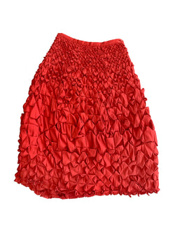 ISSEY MIYAKE RED ABSTRACT PLEAT SKIRT