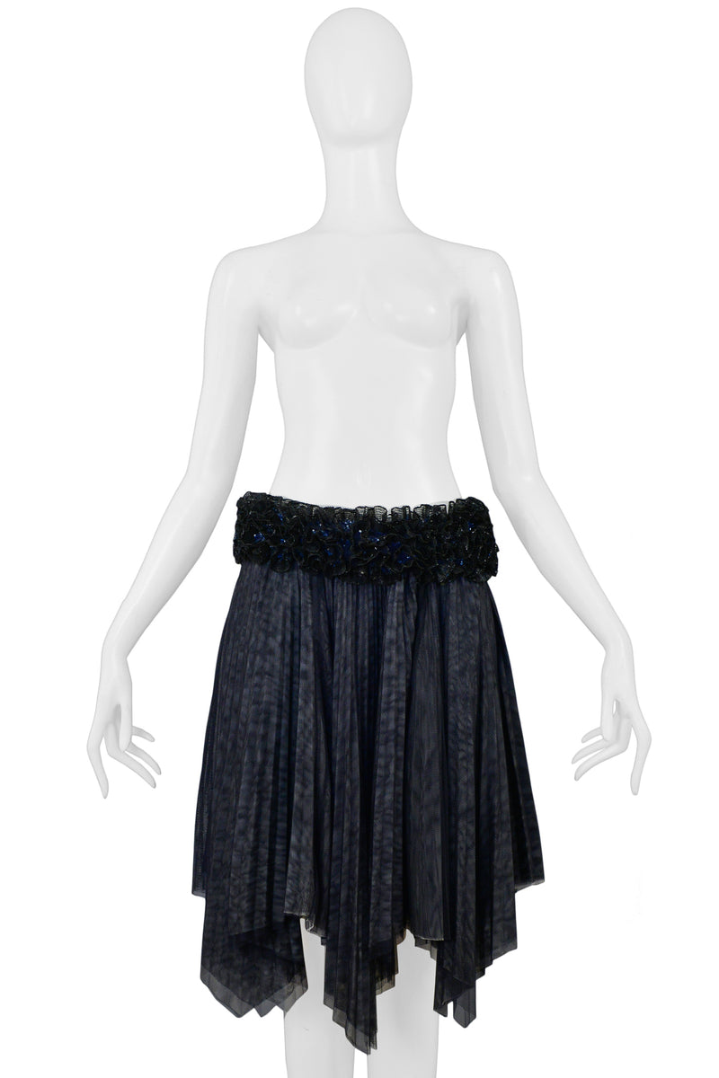 CHANEL PLEATED SKIRT WITH FLORAL SEQUIN WAISTBAND