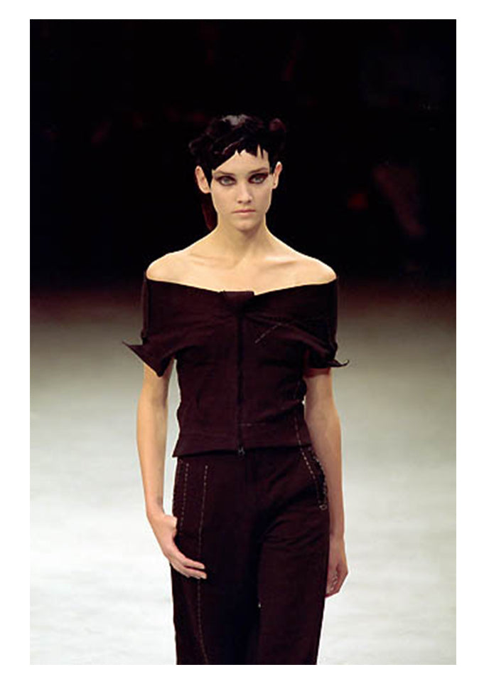 YOHJI YAMAMOTO BLACK BASTING CROP TOP 2000