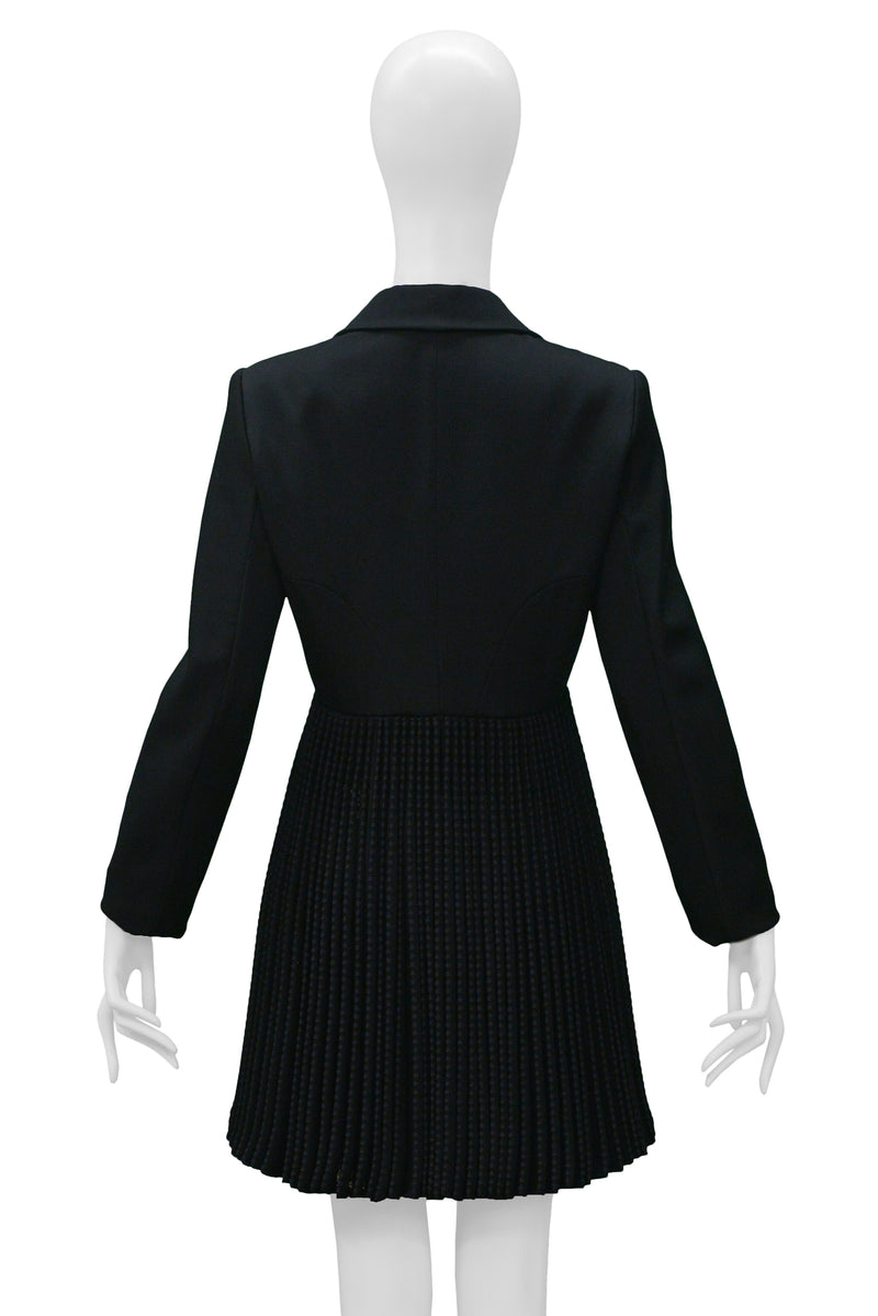 ALAIA BLACK COAT WITH PLEATED LACE SKIRT