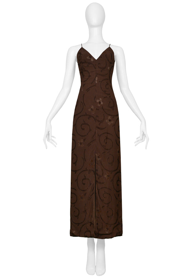 GIORGIO ARMANI SS 1997 BROWN BACKLESS GOWN