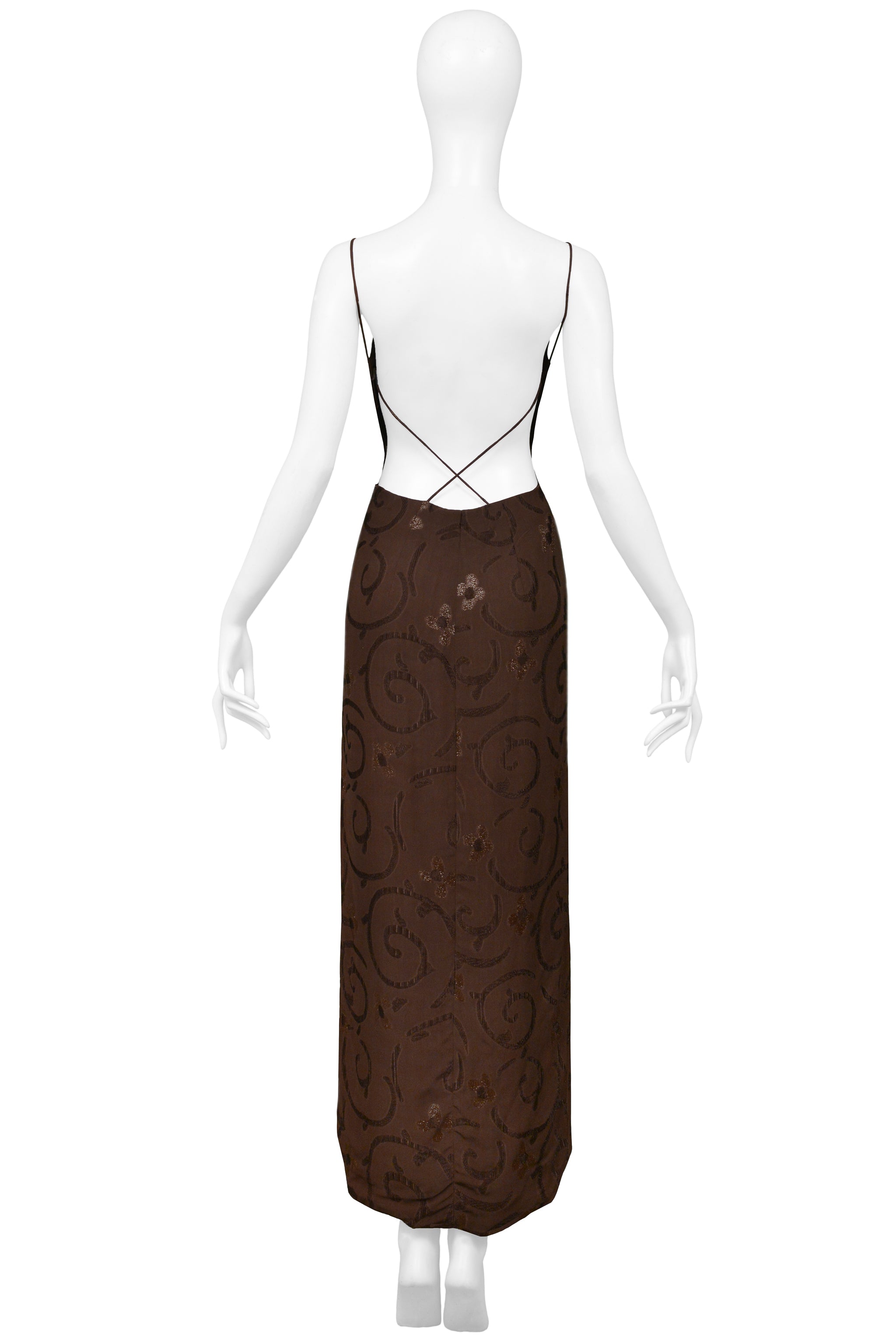 GIORGIO ARMANI SS 1997 BROWN BACKLESS GOWN